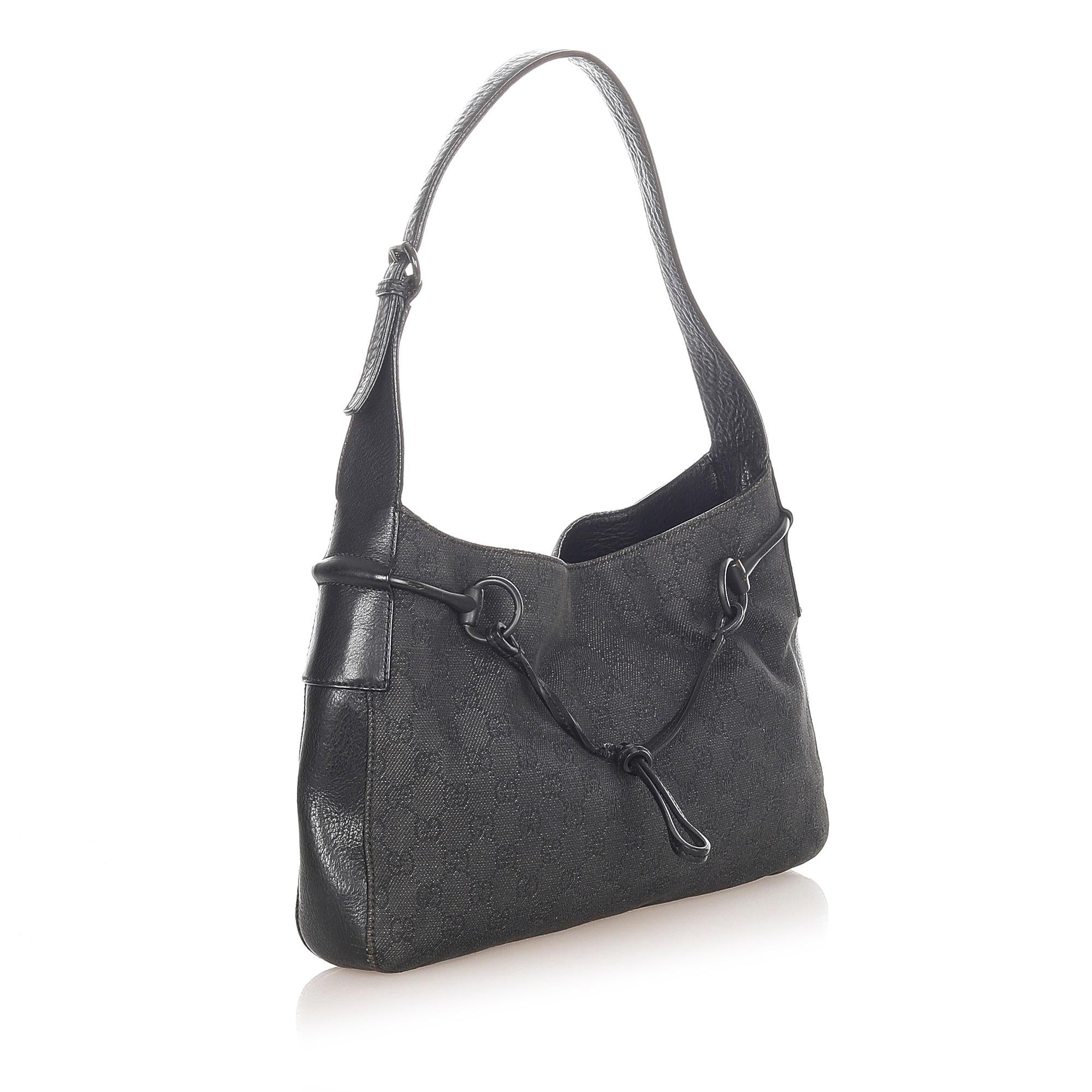 Gucci Gucci Canvas Horsebit Shoulder Bag (SHG-32126)