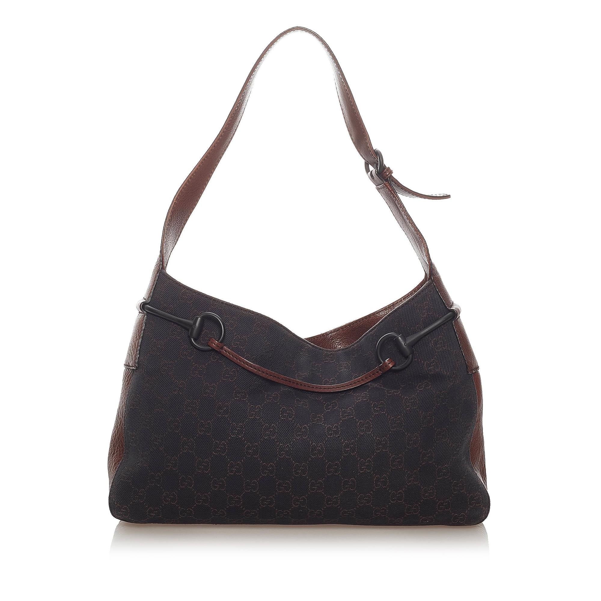 Gucci Gucci Canvas Horsebit Shoulder Bag (SHG-32909)