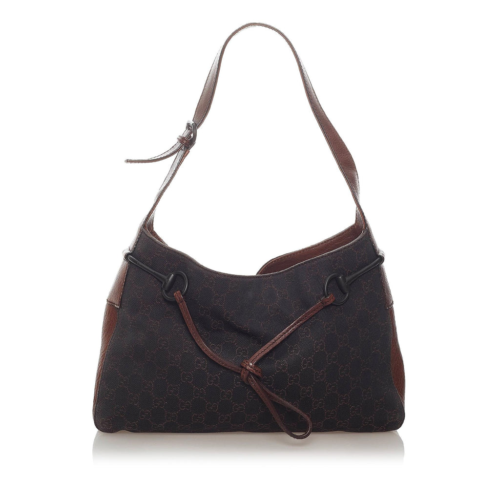 Gucci Gucci Canvas Horsebit Shoulder Bag (SHG-32909)