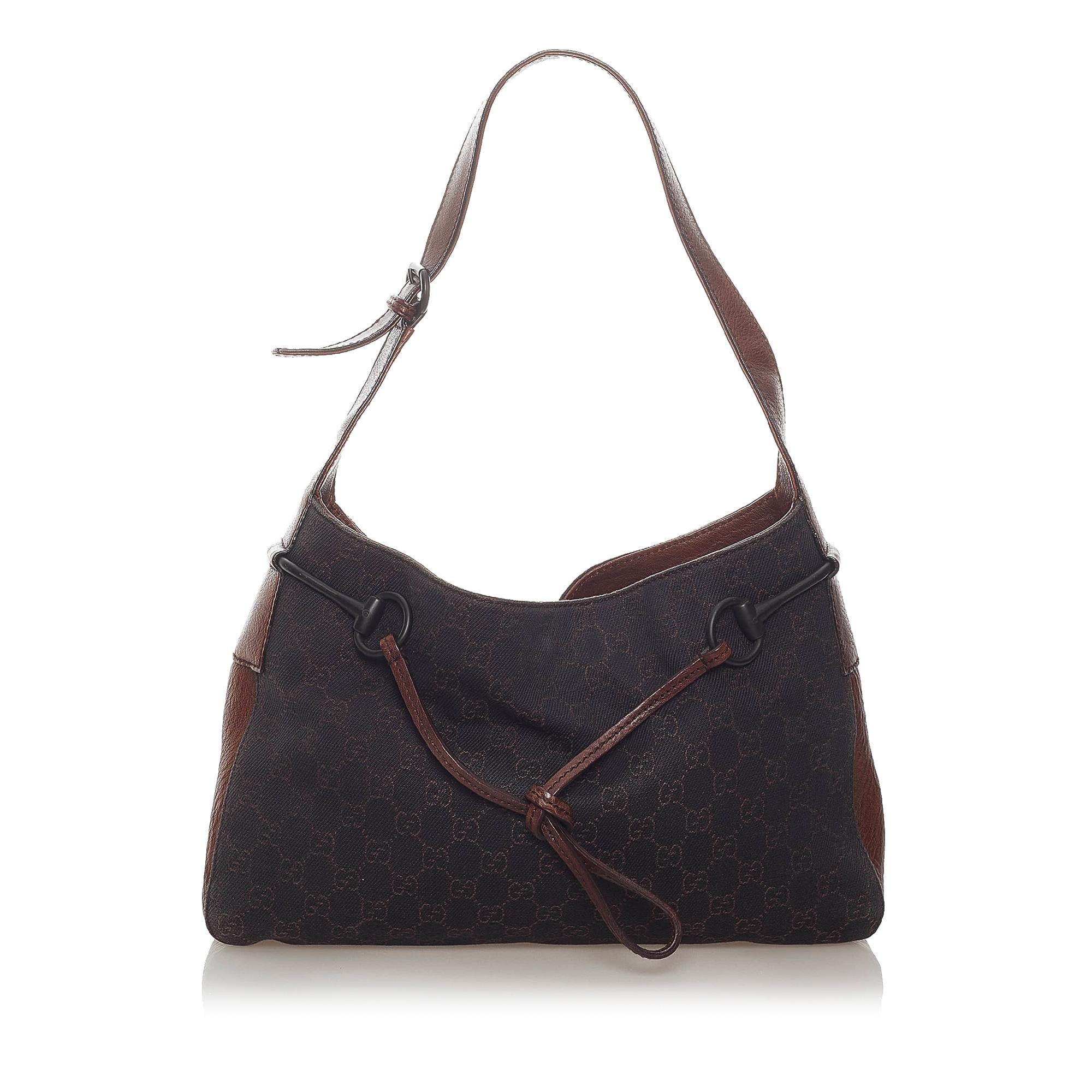 Gucci Gucci Canvas Horsebit Shoulder Bag (SHG-32909)