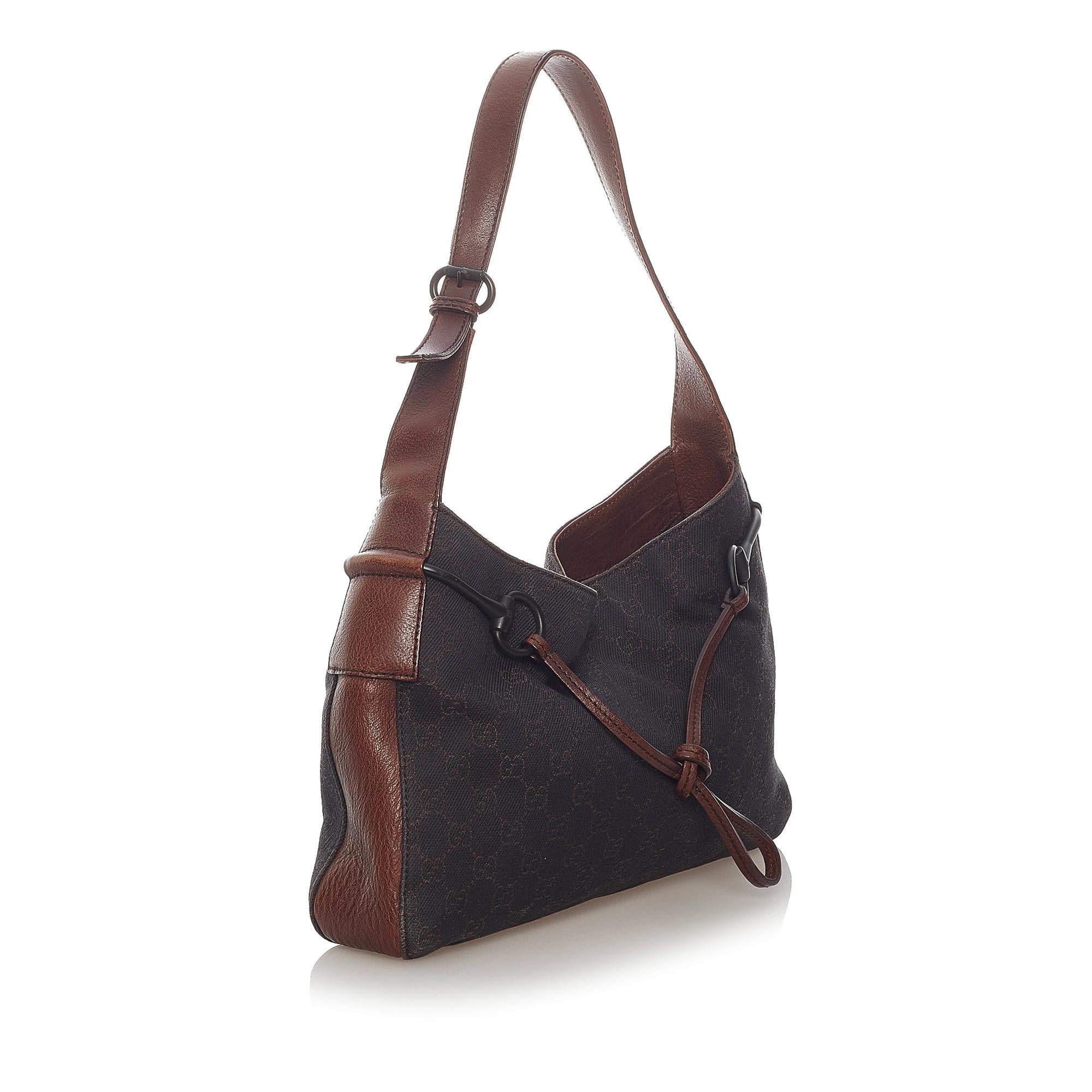 Gucci Gucci Canvas Horsebit Shoulder Bag (SHG-32909)