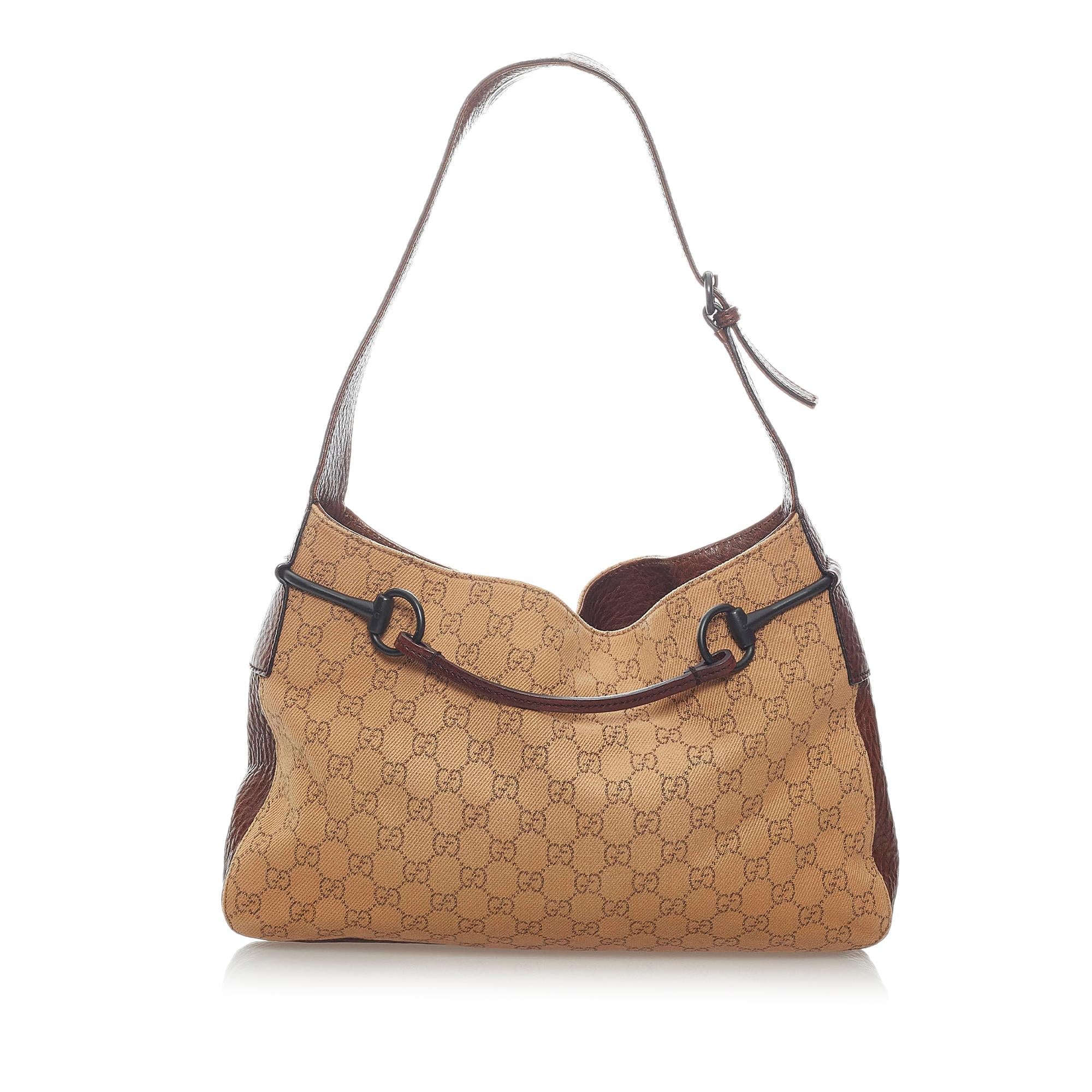 Gucci Gucci Canvas Horsebit Shoulder Bag (SHG-33270)