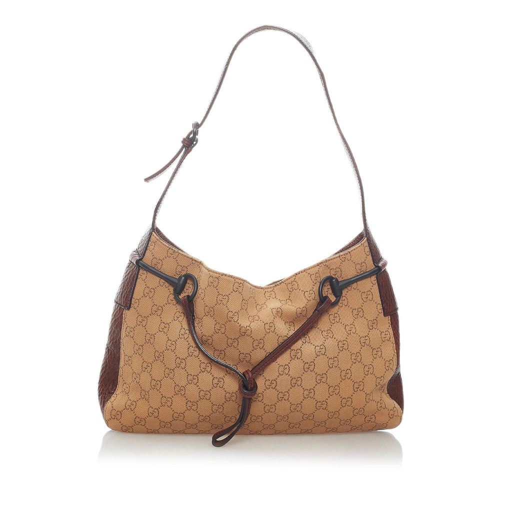 Gucci Gucci Canvas Horsebit Shoulder Bag (SHG-33270)