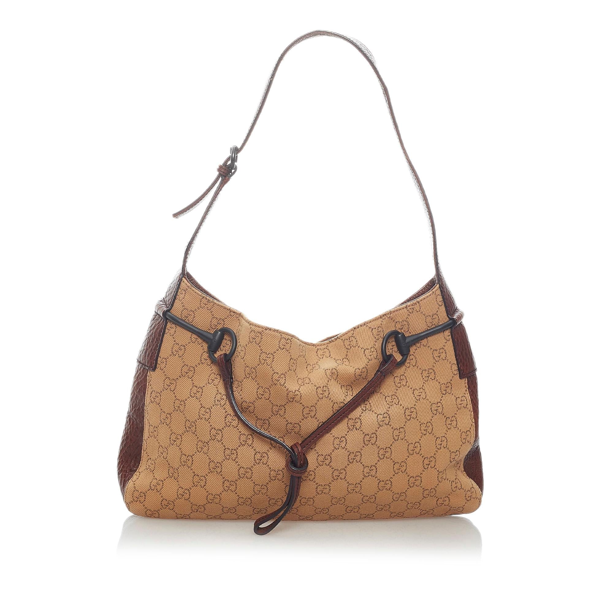 Gucci Gucci Canvas Horsebit Shoulder Bag (SHG-33270)