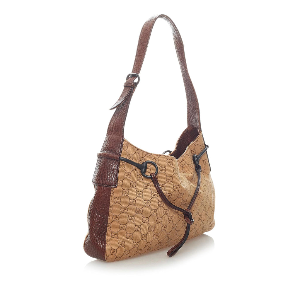 Gucci Gucci Canvas Horsebit Shoulder Bag (SHG-33270)