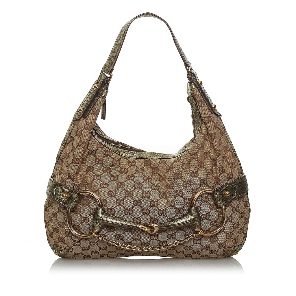 Gucci Gucci Canvas Horsebit Shoulder Bag (SHG-33631)
