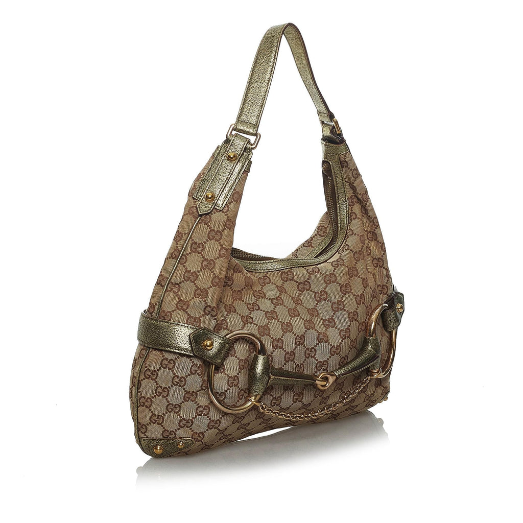 Gucci Gucci Canvas Horsebit Shoulder Bag (SHG-33631)
