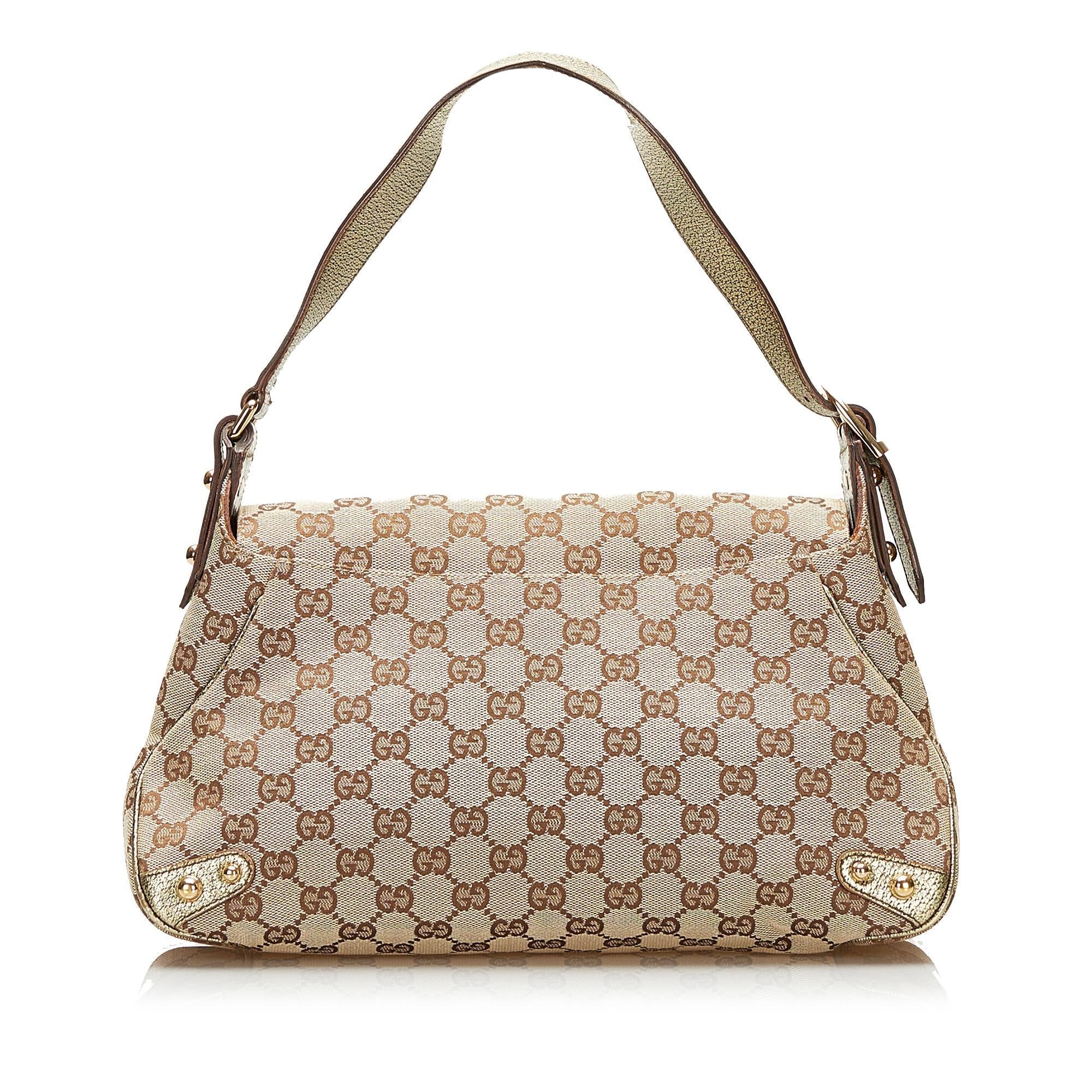Gucci GG Canvas Horsebit Shoulder Bag (SHG-35618)