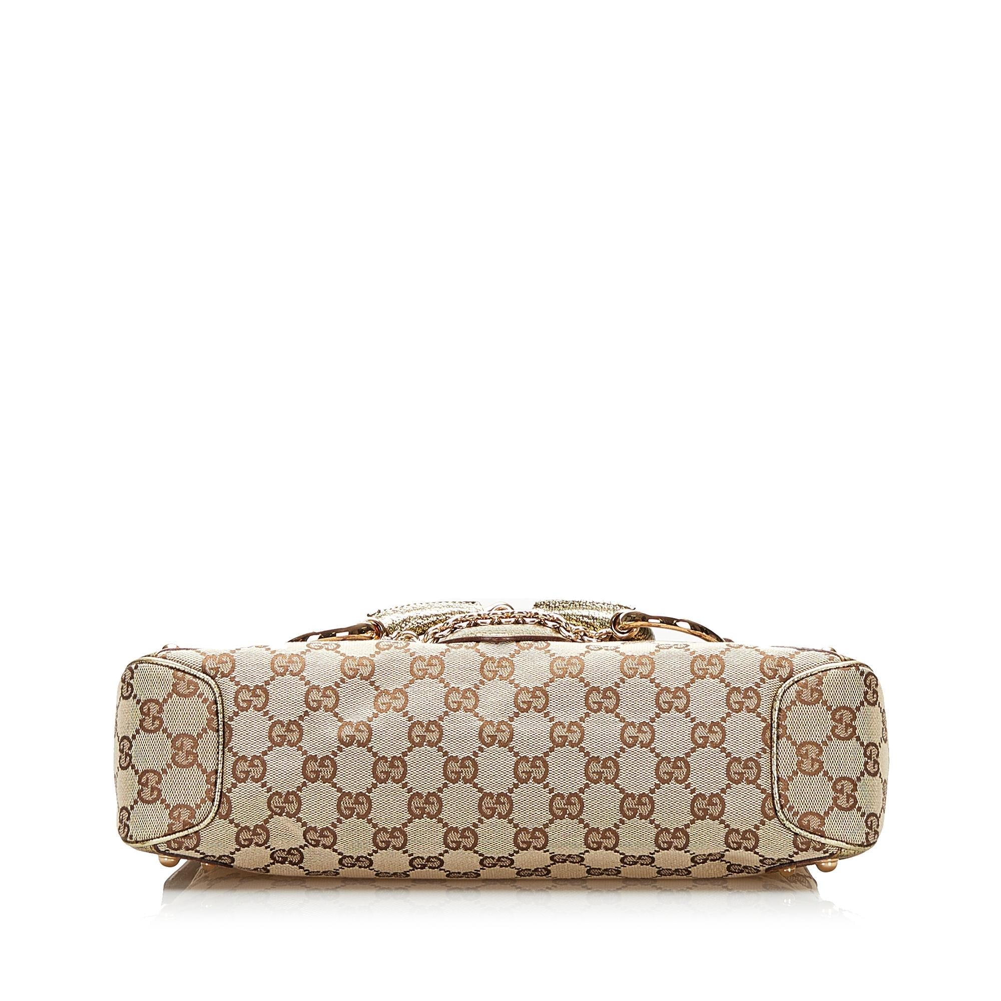 Gucci GG Canvas Horsebit Shoulder Bag (SHG-35618)