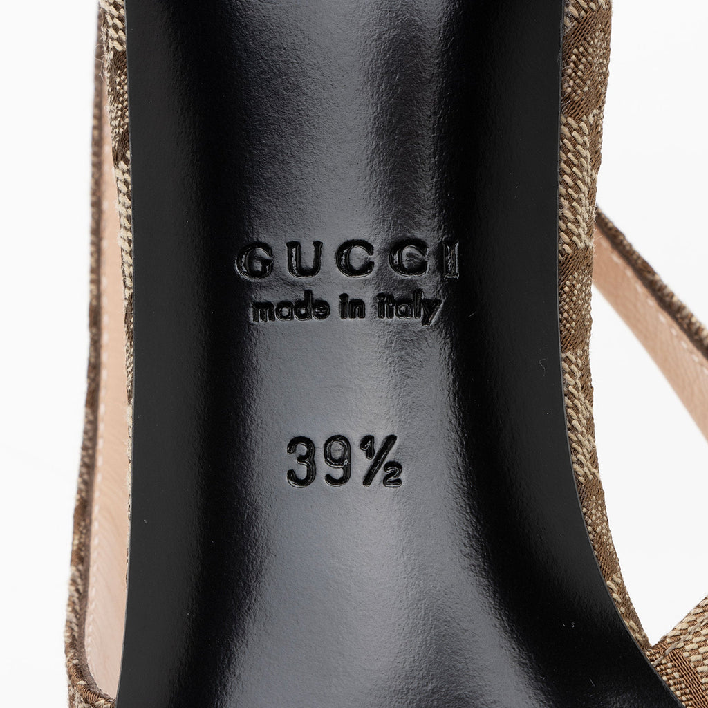 Gucci GG Canvas Horsebit Slingback Pumps - Size 9.5 / 39.5