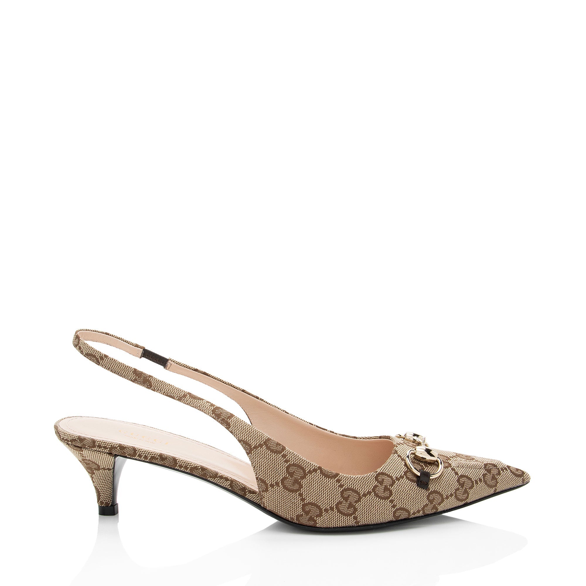Gucci GG Canvas Horsebit Slingback Pumps - Size 9.5 / 39.5