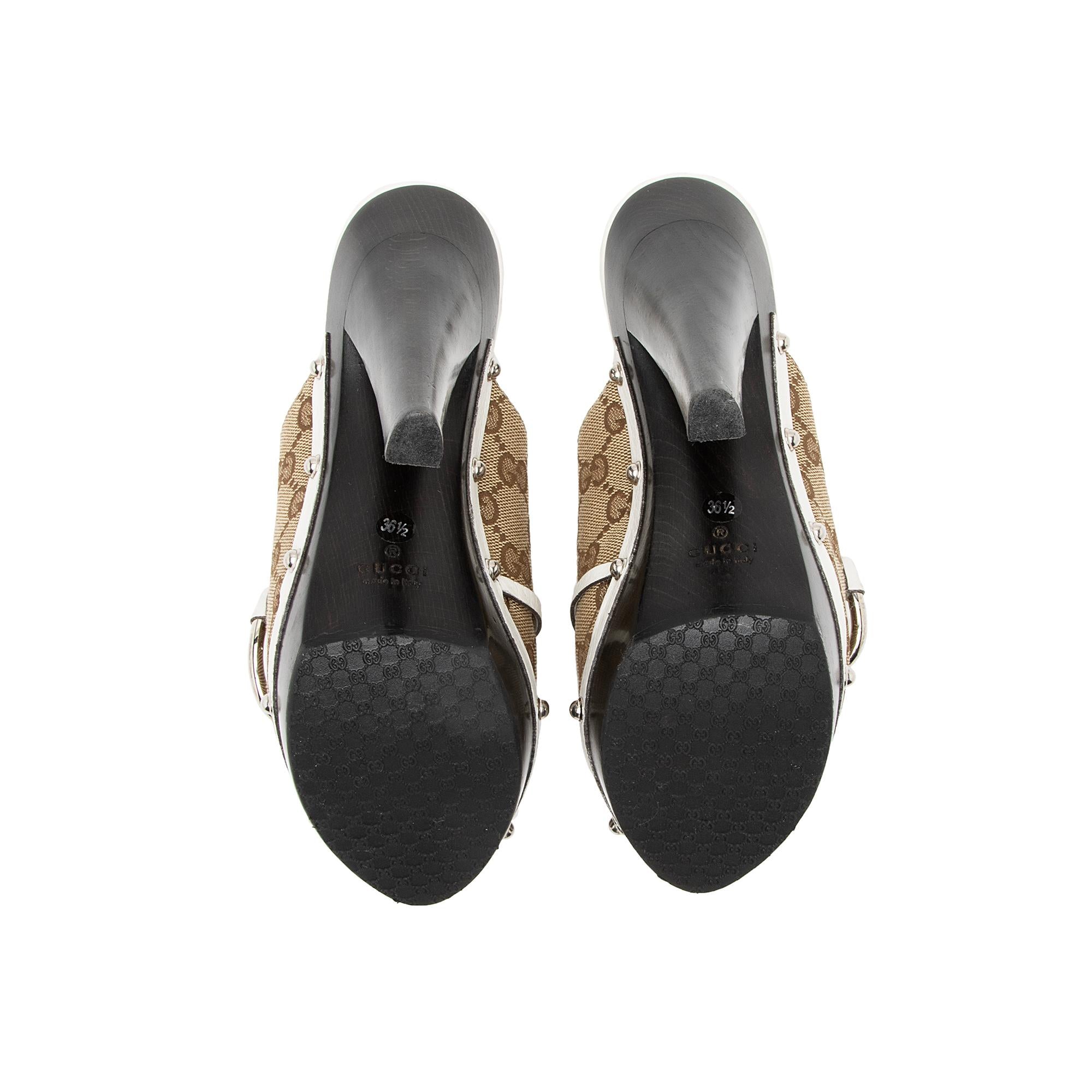 Gucci GG Canvas Icon Bit Clog Sandals - Size 6.5 / 36.5 (SHF-23194)