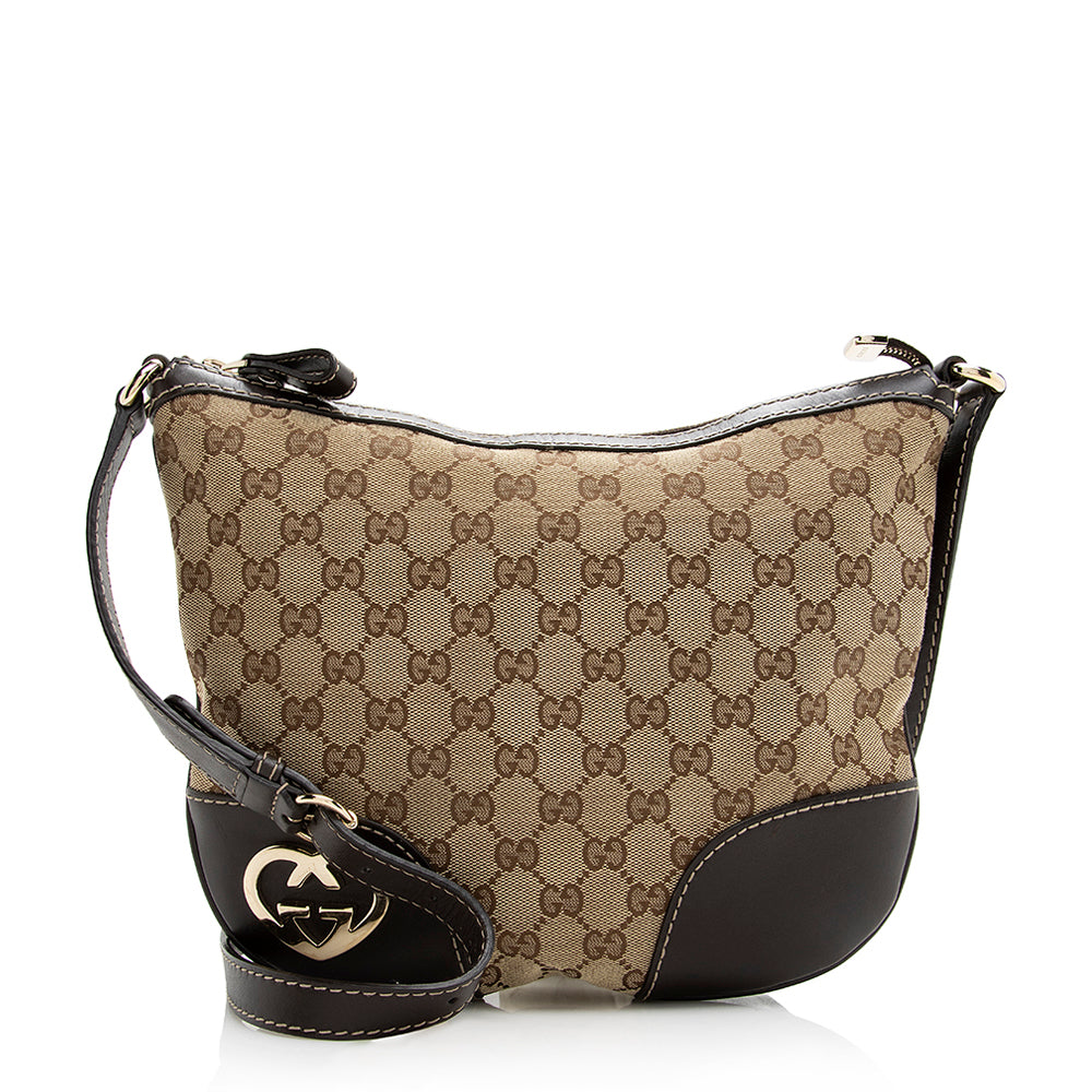 Gucci Gucci Canvas Interlocking Heart Crossbody Bag (SHF-21469)