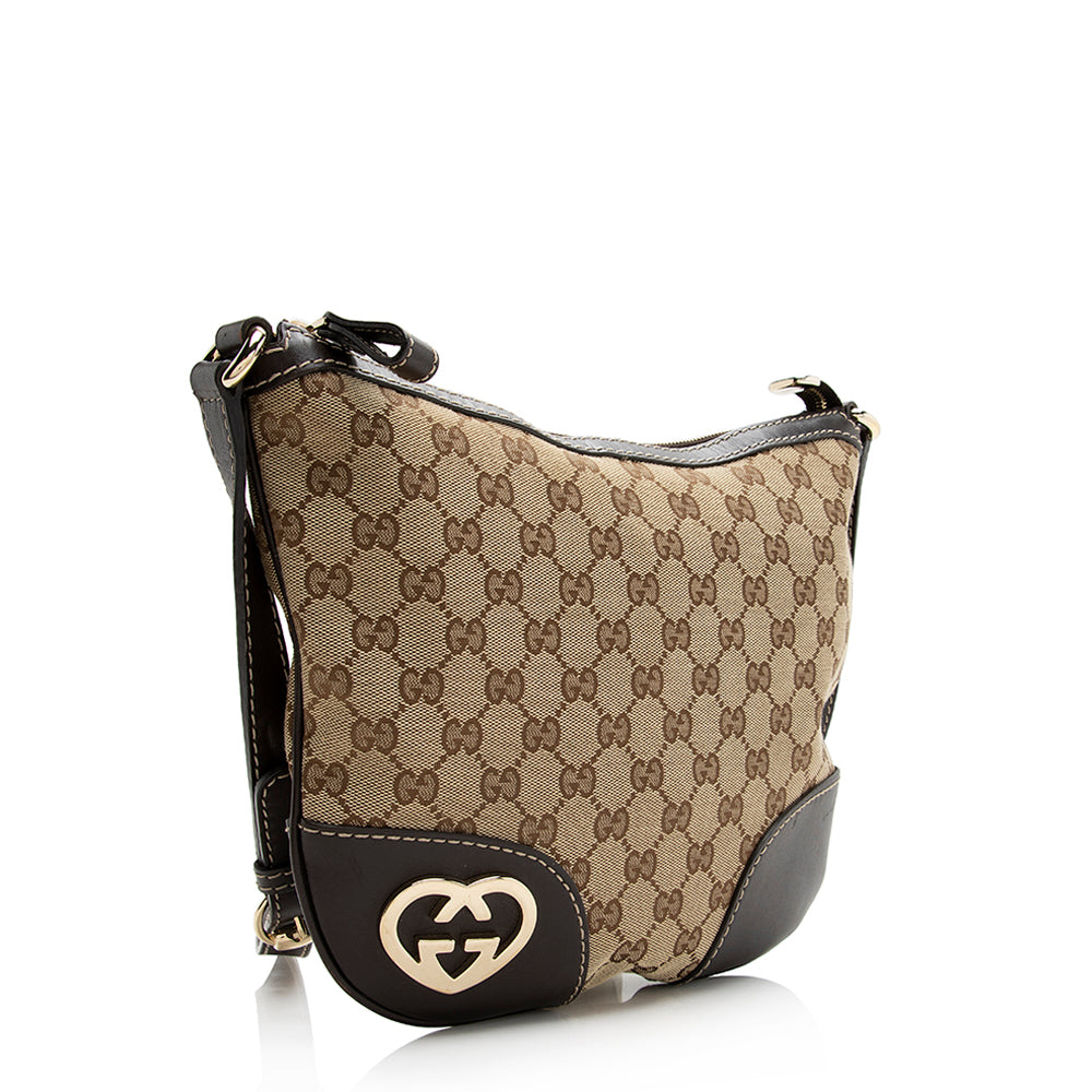 Gucci Gucci Canvas Interlocking Heart Crossbody Bag (SHF-21469)