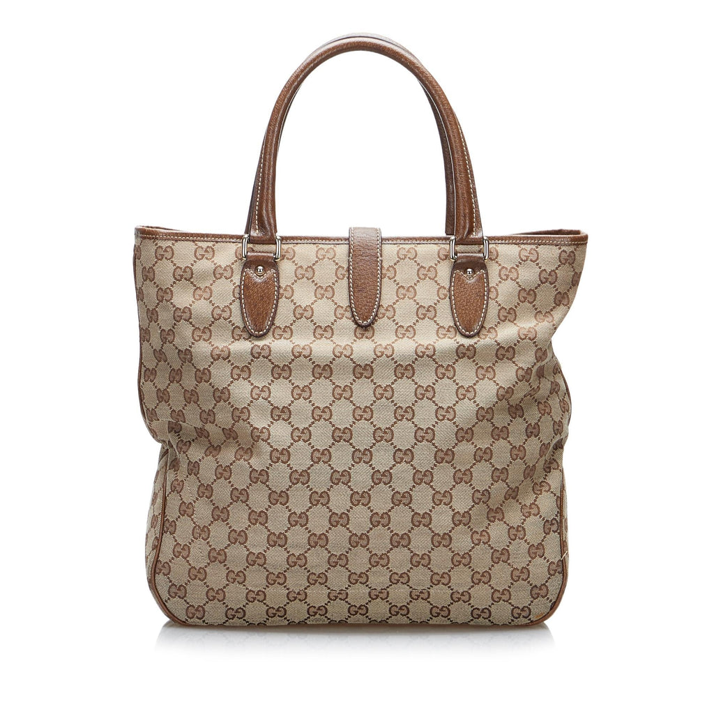 Gucci GG Canvas Jackie Piston Lock Tote (SHG-Bi3rMM)