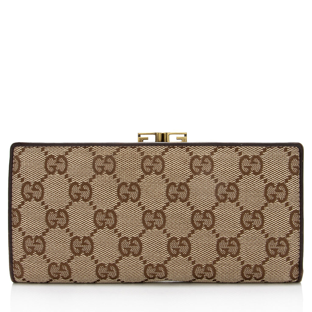 Gucci GG Canvas Kiss Lock Continental Wallet (SHF-xUmEf6)
