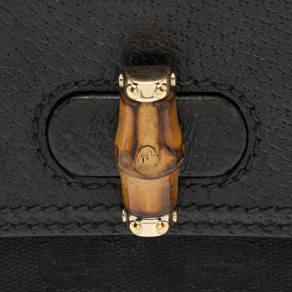 Gucci GG Canvas Leather Bamboo French Wallet (SHF-HzlezQ)