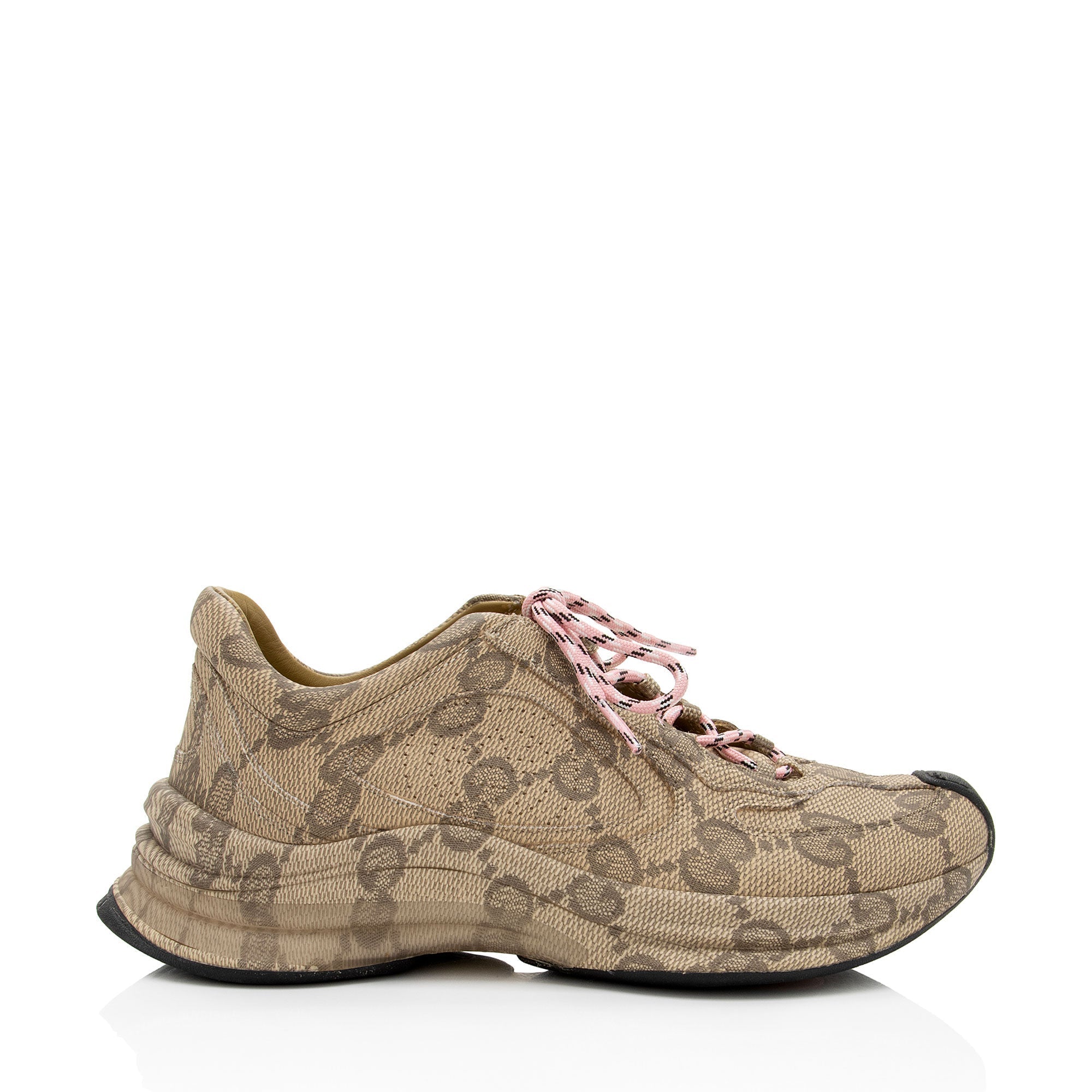 Gucci GG Canvas Leather Run Sneakers - Size 7.5 / 37.5 (SHF-V4B1xE)
