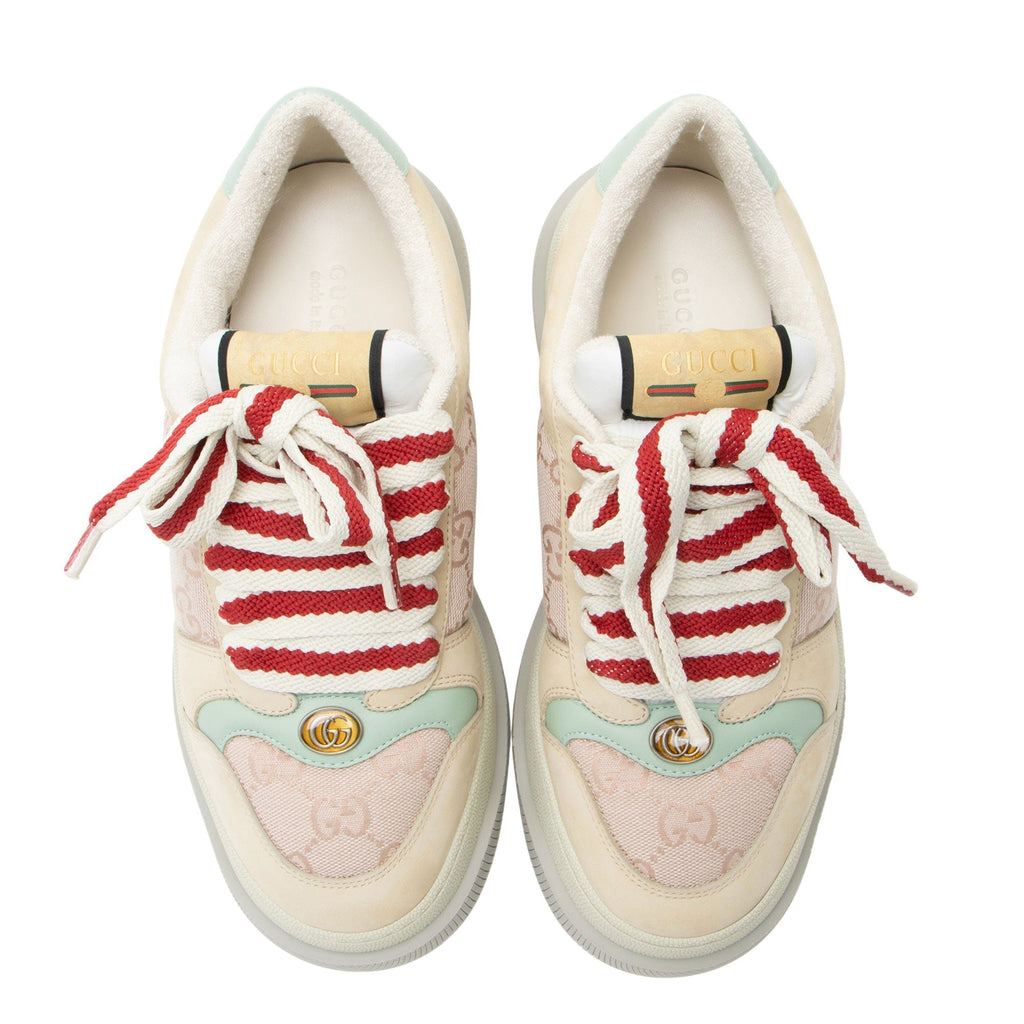 Gucci GG Canvas Leather ScreLBer Sneakers - Size 8 / 38