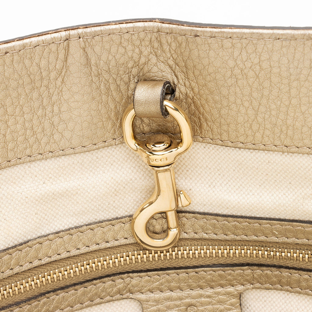 Gucci GG Canvas Metallic Leather Bella Medium Tote