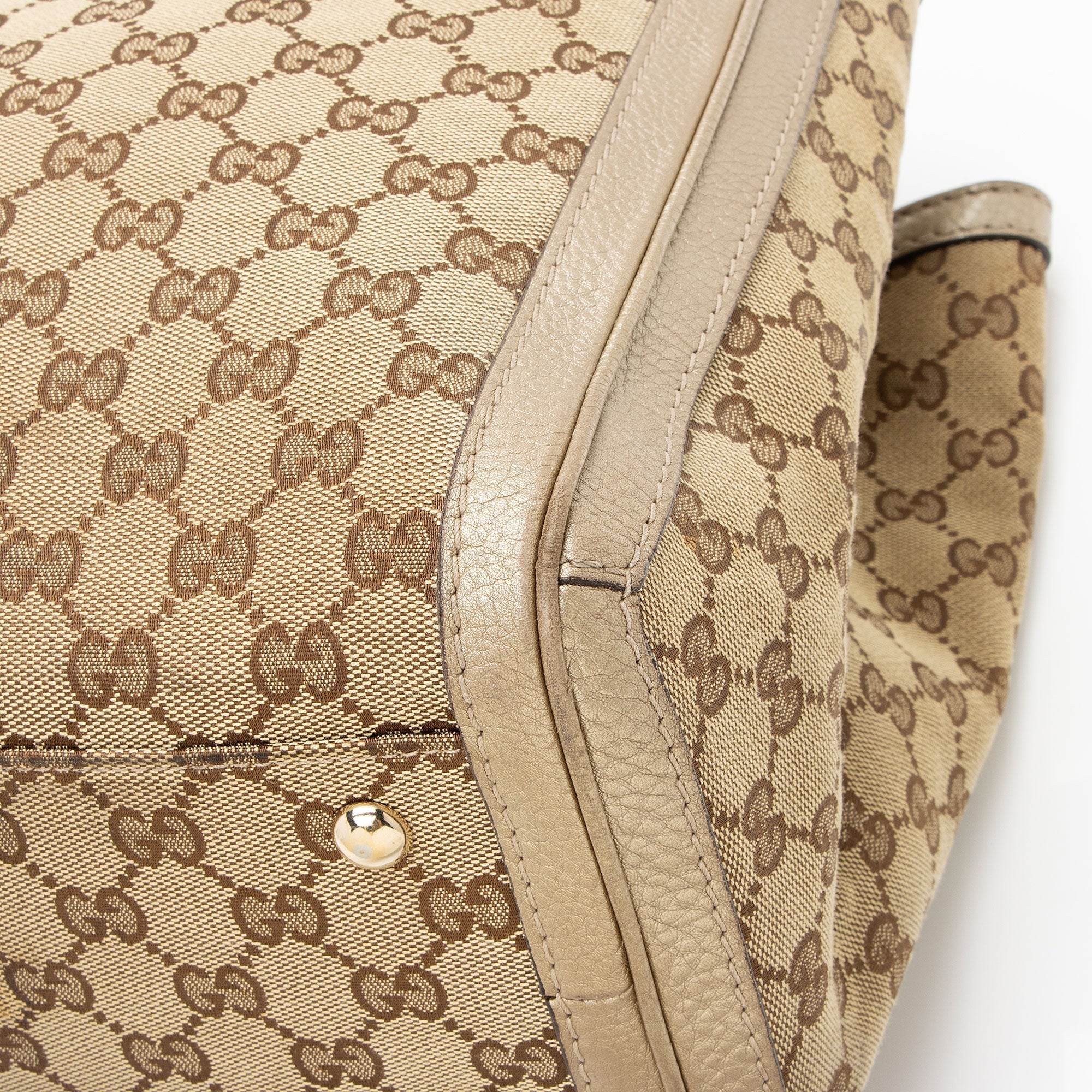 Gucci GG Canvas Metallic Leather Bella Medium Tote