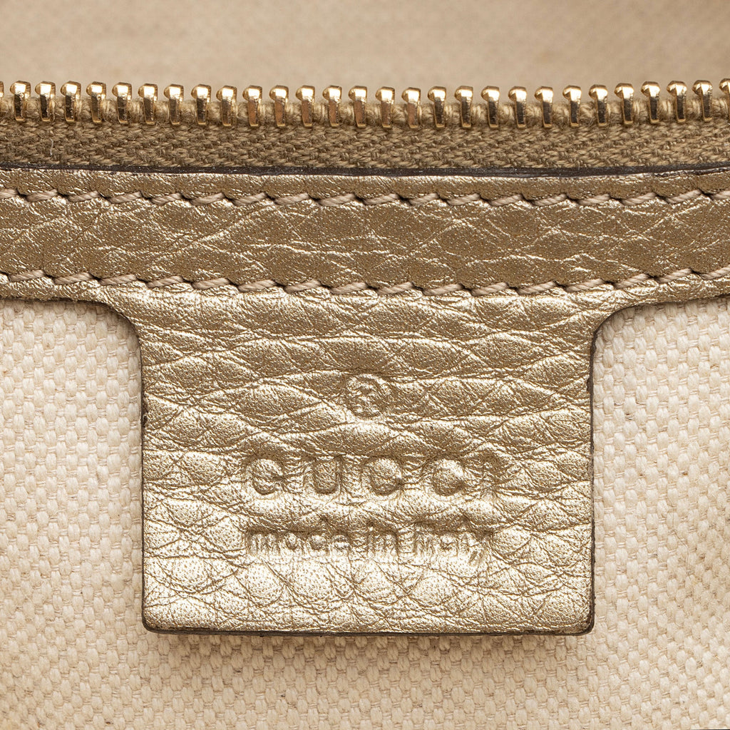 Gucci GG Canvas Metallic Leather Bella Medium Tote