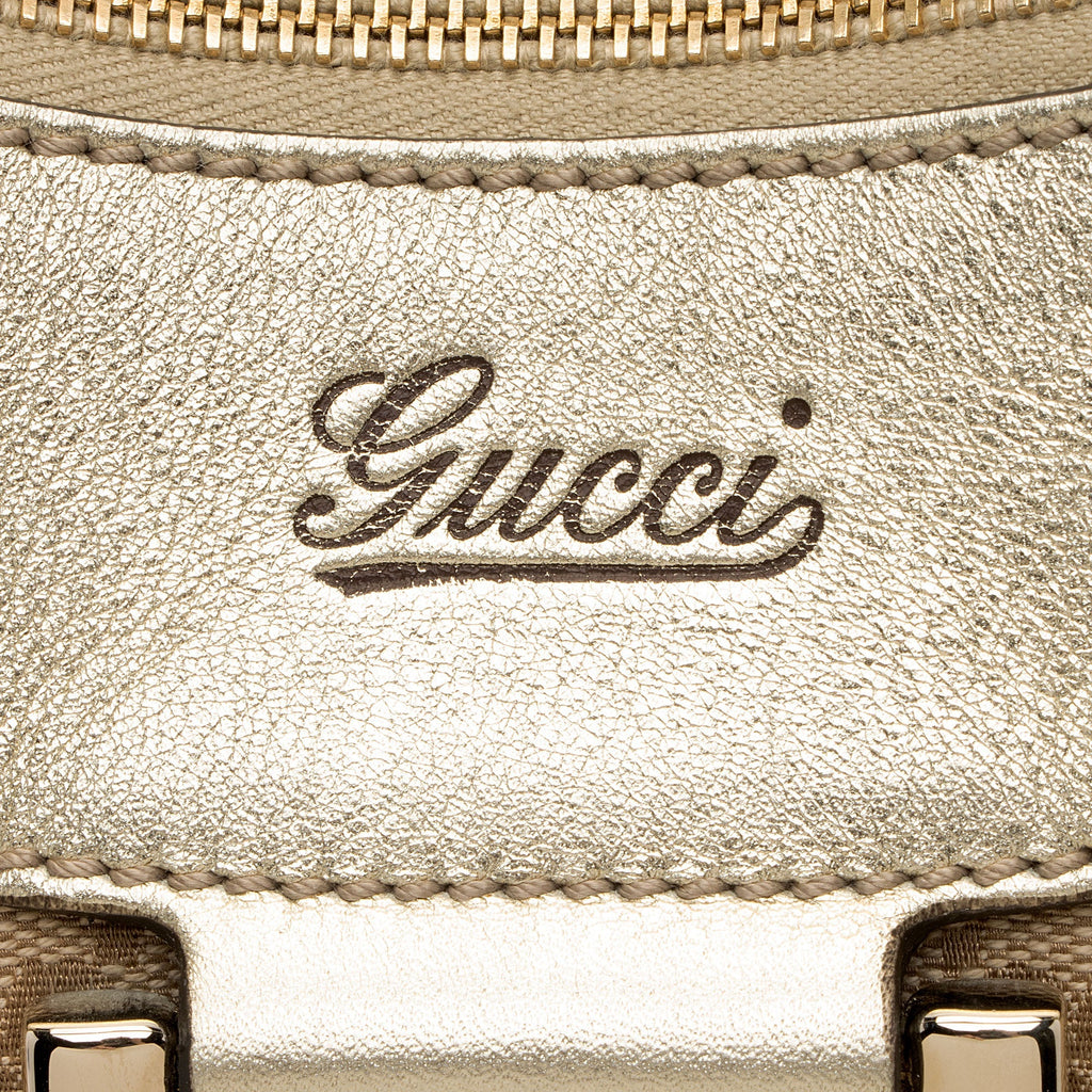 Gucci GG Canvas Metallic Leather D Ring Medium Hobo (SHF-hGJsEO)