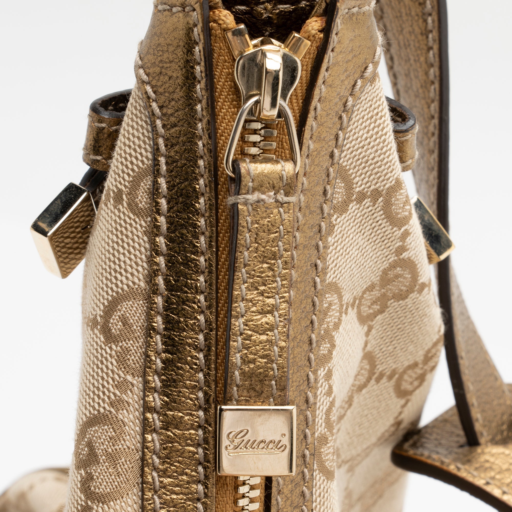 Gucci GG Canvas Metallic Leather Princy Large Hobo (SHF-23778)