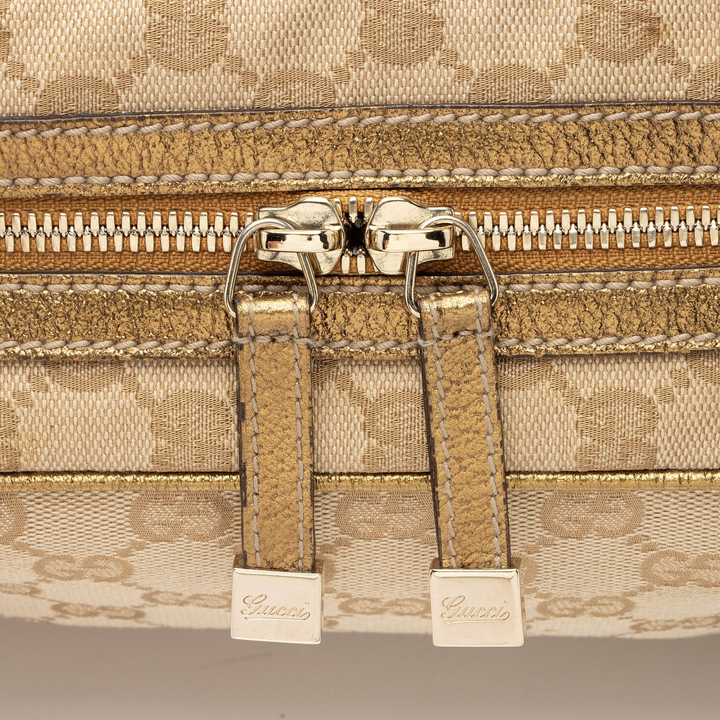 Gucci GG Canvas Metallic Leather Princy Medium Boston Bag (SHF-af8xb3)