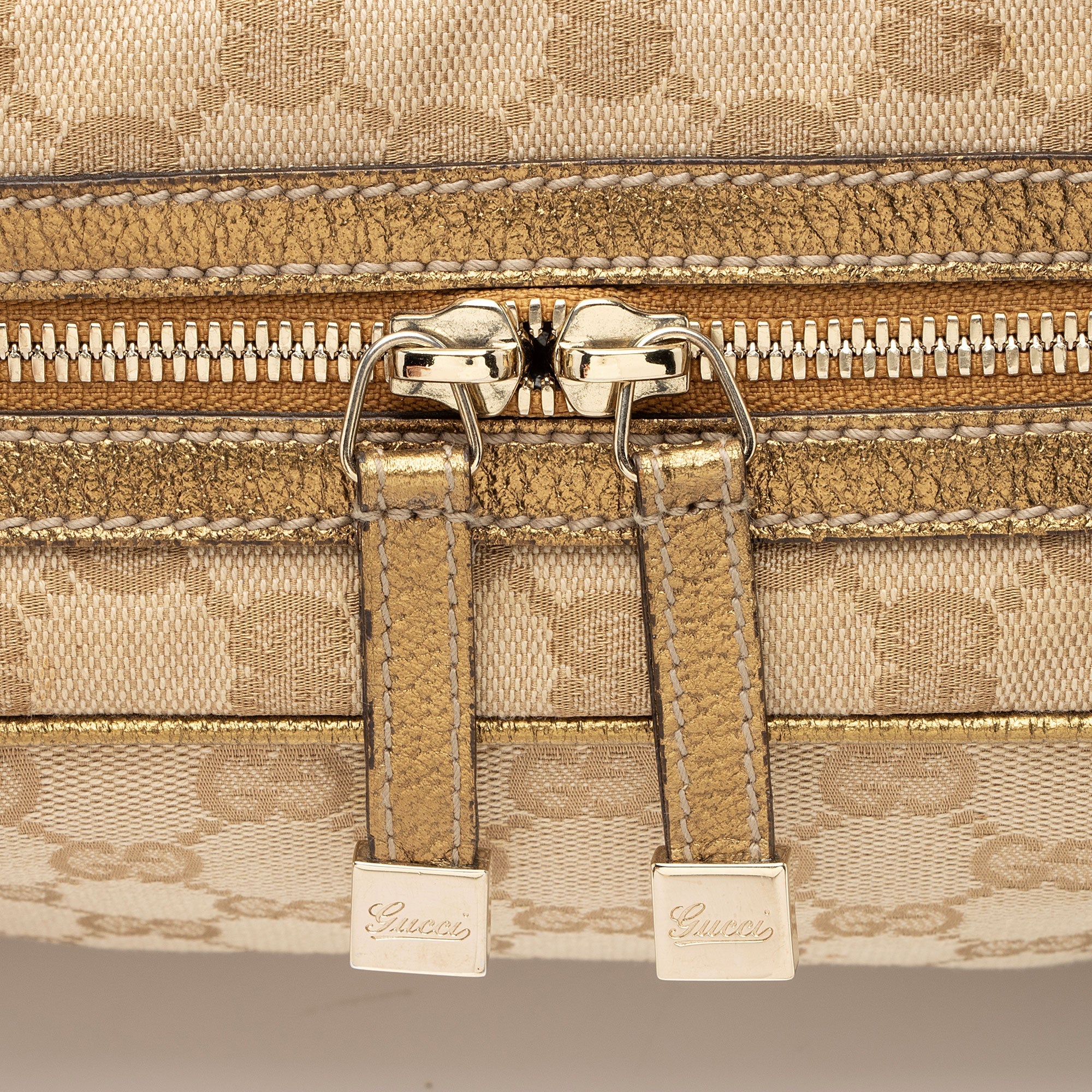 Gucci GG Canvas Metallic Leather Princy Medium Boston Bag (SHF-af8xb3)
