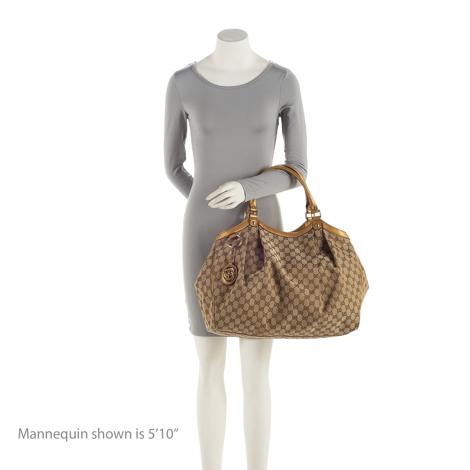 Gucci GG Canvas Metallic Leather Sukey Large Tote (SHF-22504)
