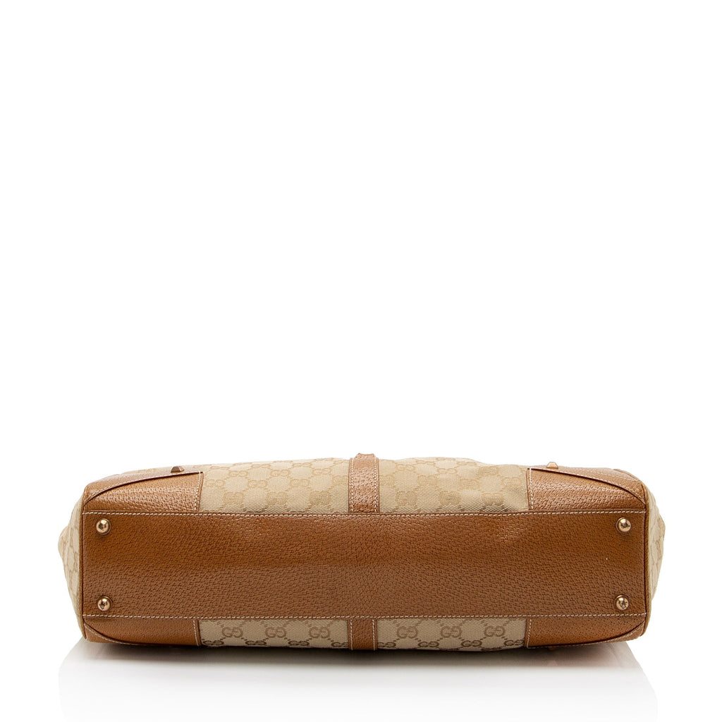 Gucci GG Canvas Nailhead Bardot Large Shoulder Bag (SHF-FHIG8i)