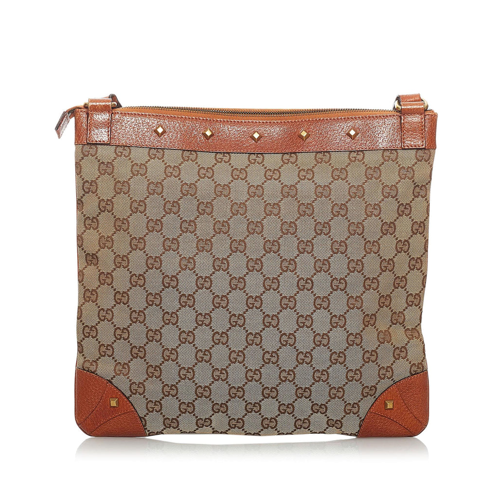 Gucci Gucci Canvas Nailhead Crossbody Bag (SHG-33698)