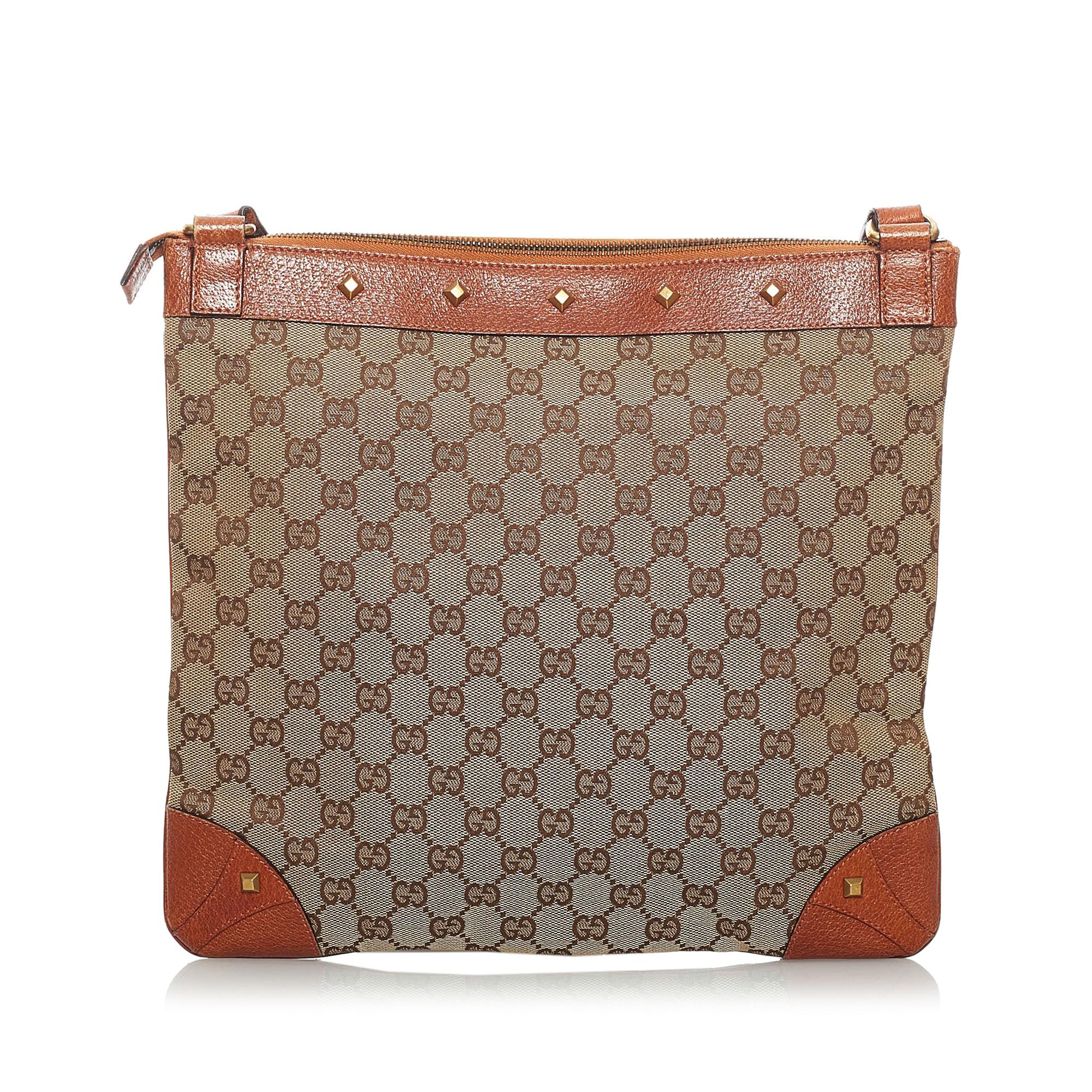 Gucci Gucci Canvas Nailhead Crossbody Bag (SHG-33698)