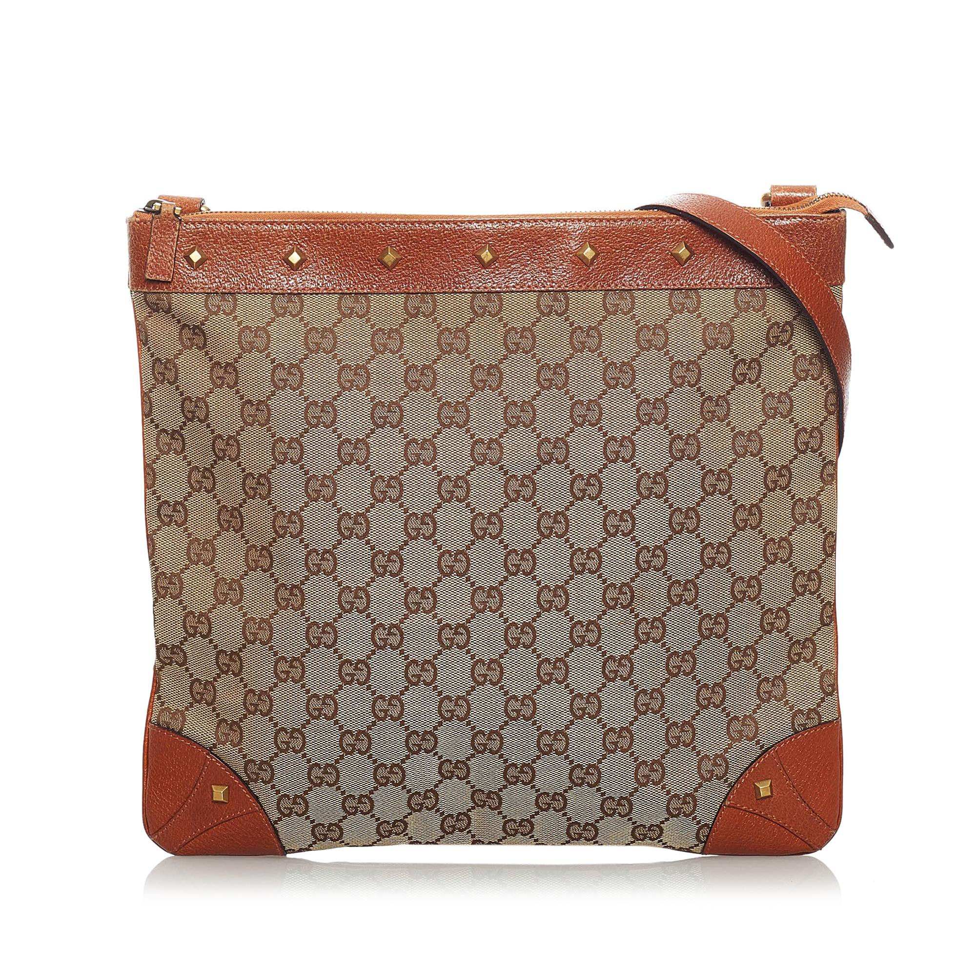 Gucci Gucci Canvas Nailhead Crossbody Bag (SHG-33698)