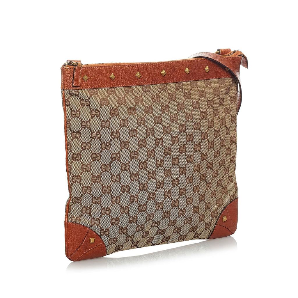 Gucci Gucci Canvas Nailhead Crossbody Bag (SHG-33698)