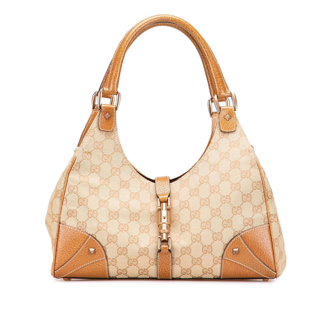 Gucci GG Canvas Nailhead Jackie Bardot Handbag