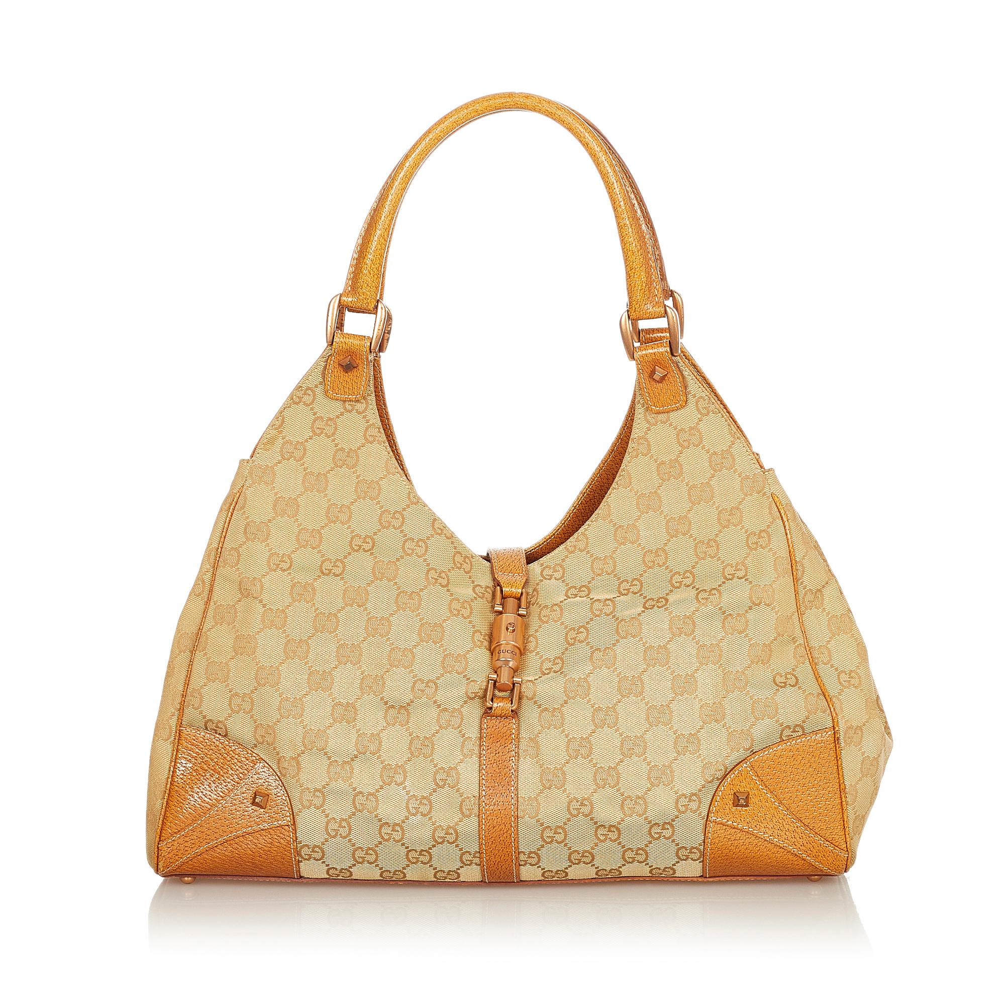 Gucci Gucci Canvas Nailhead Jackie Shoulder Bag (SHG-24984)