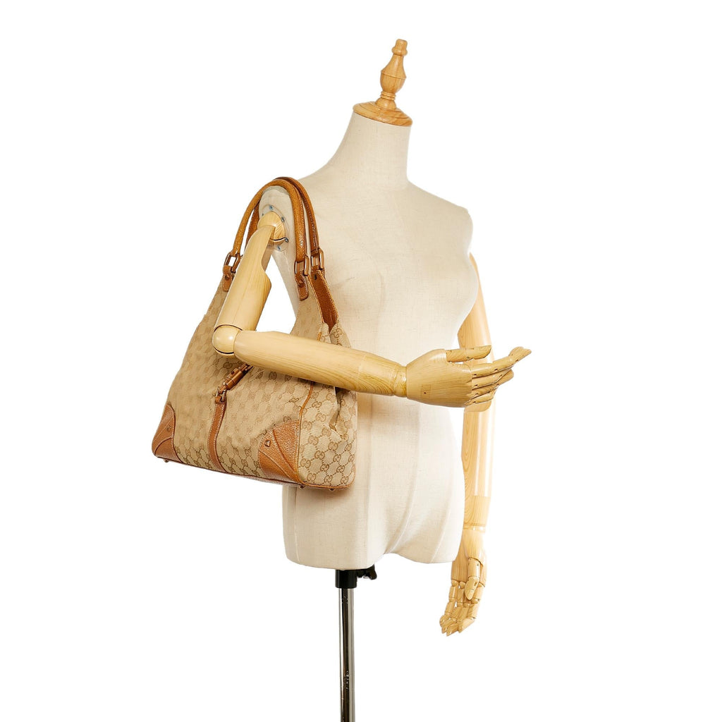Gucci Gucci Canvas Nailhead Jackie Shoulder Bag (SHG-24984)