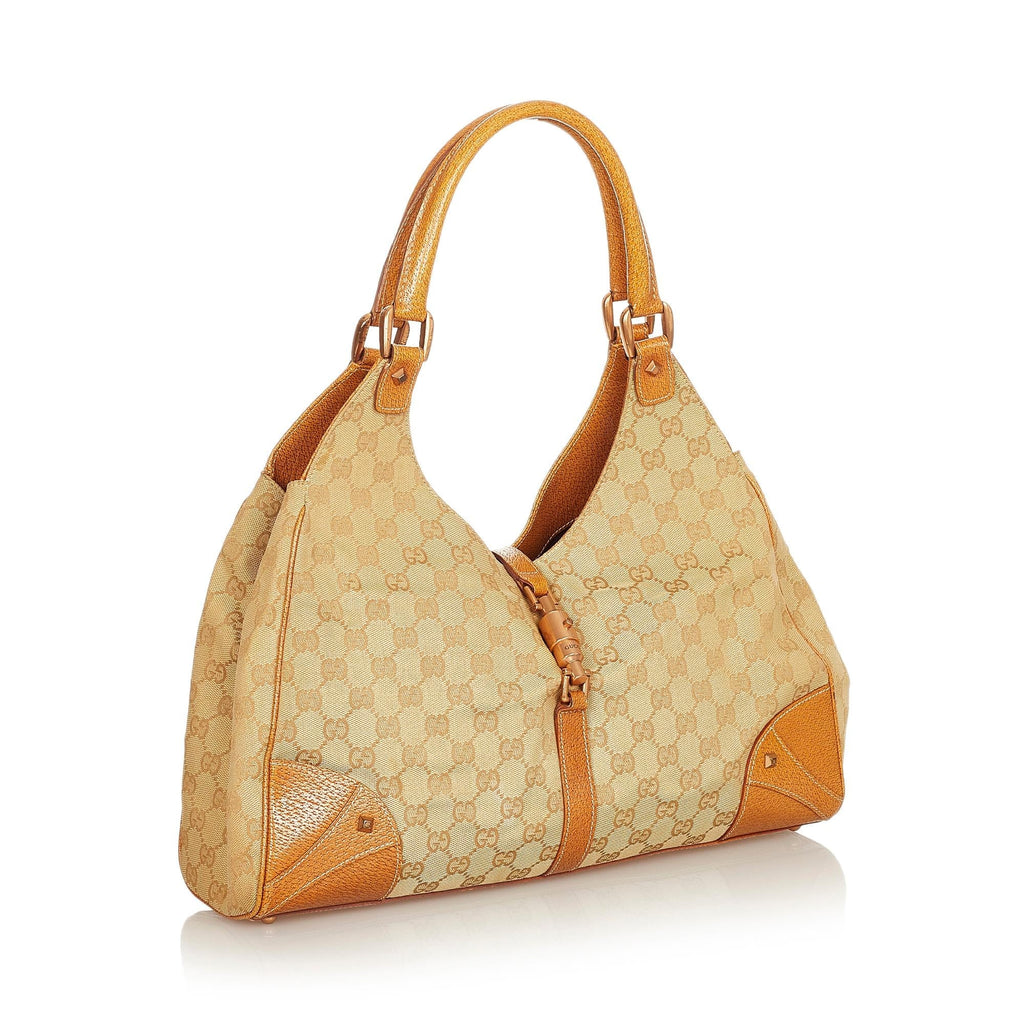 Gucci Gucci Canvas Nailhead Jackie Shoulder Bag (SHG-24984)