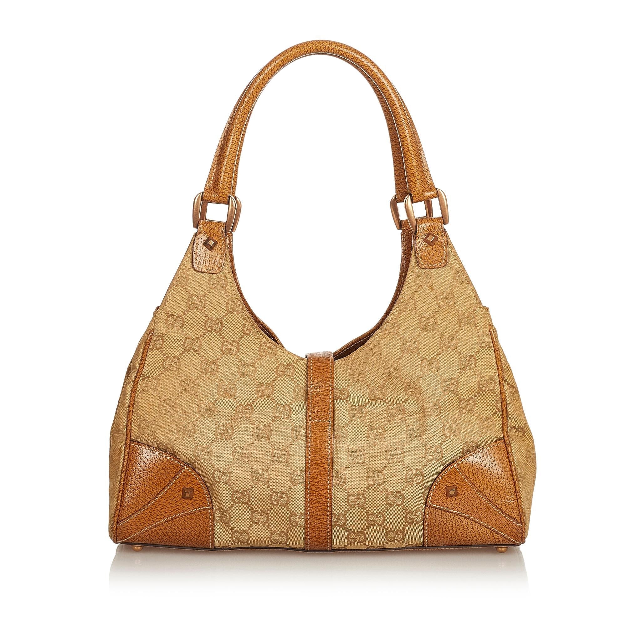 Gucci Gucci Canvas Nailhead Jackie Shoulder Bag (SHG-25771)