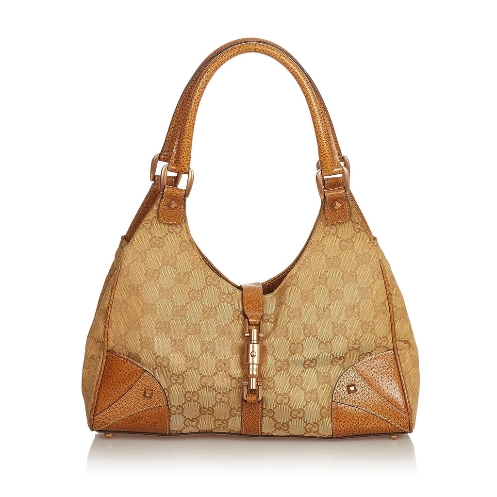 Gucci Gucci Canvas Nailhead Jackie Shoulder Bag (SHG-25771)