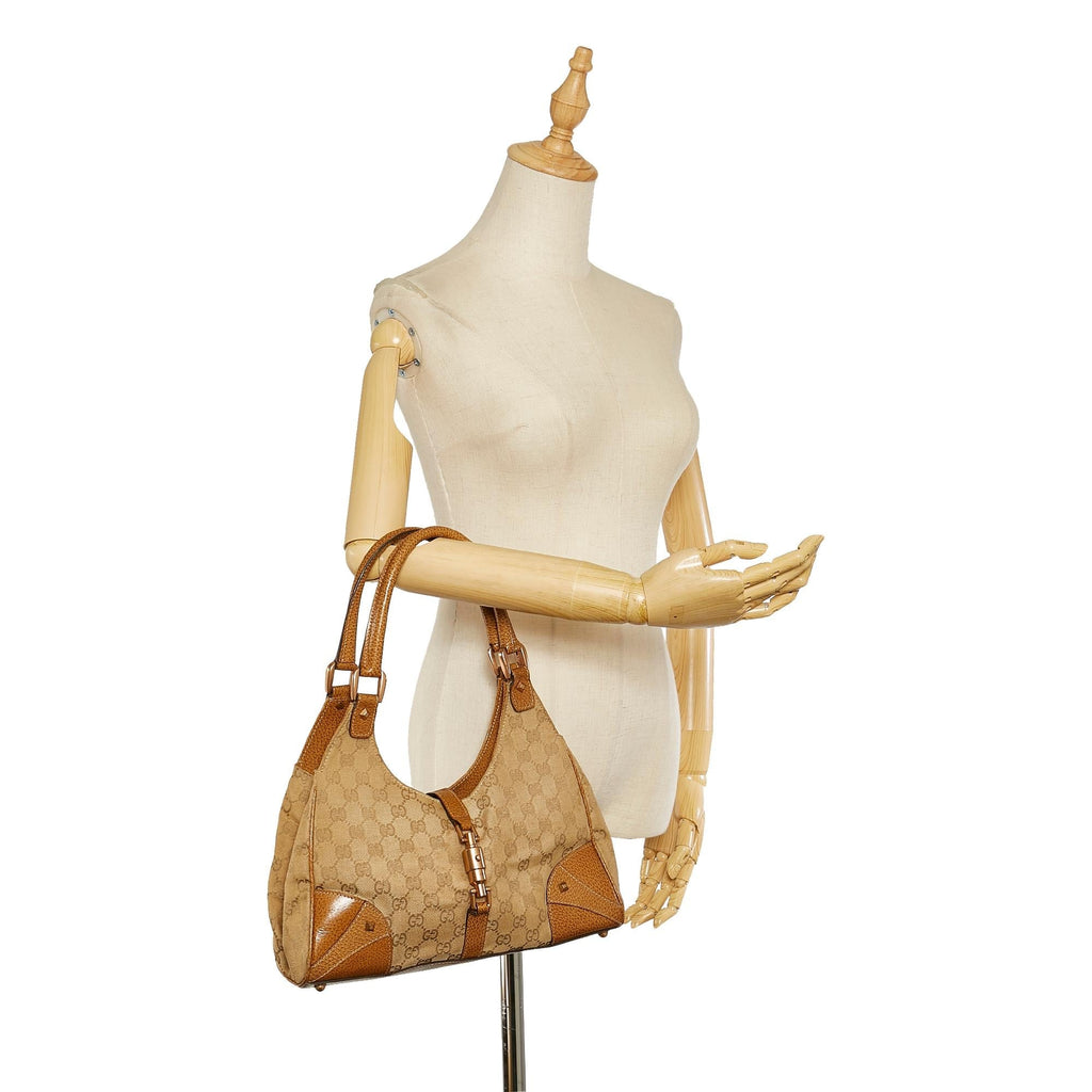 Gucci Gucci Canvas Nailhead Jackie Shoulder Bag (SHG-25771)