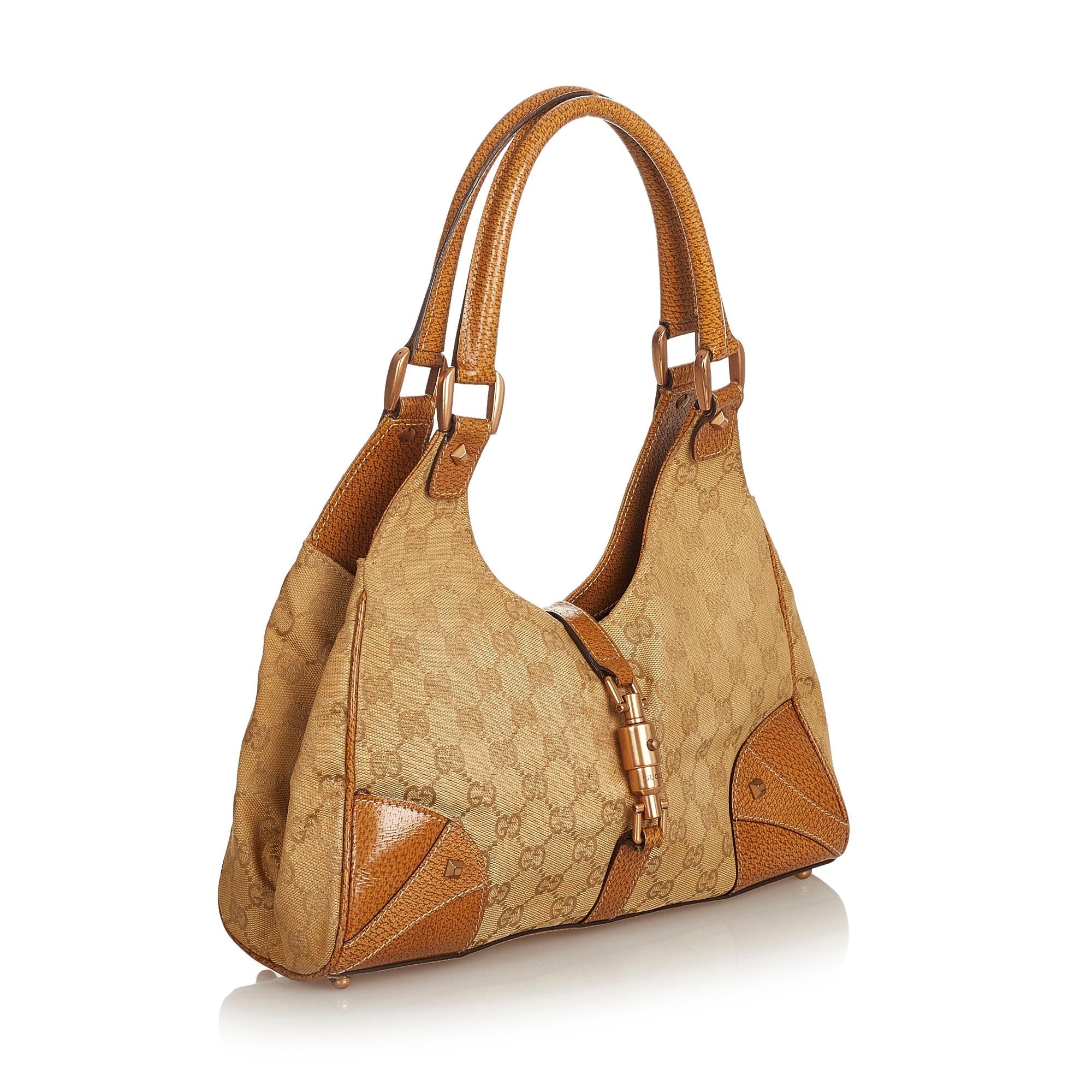 Gucci Gucci Canvas Nailhead Jackie Shoulder Bag (SHG-25771)