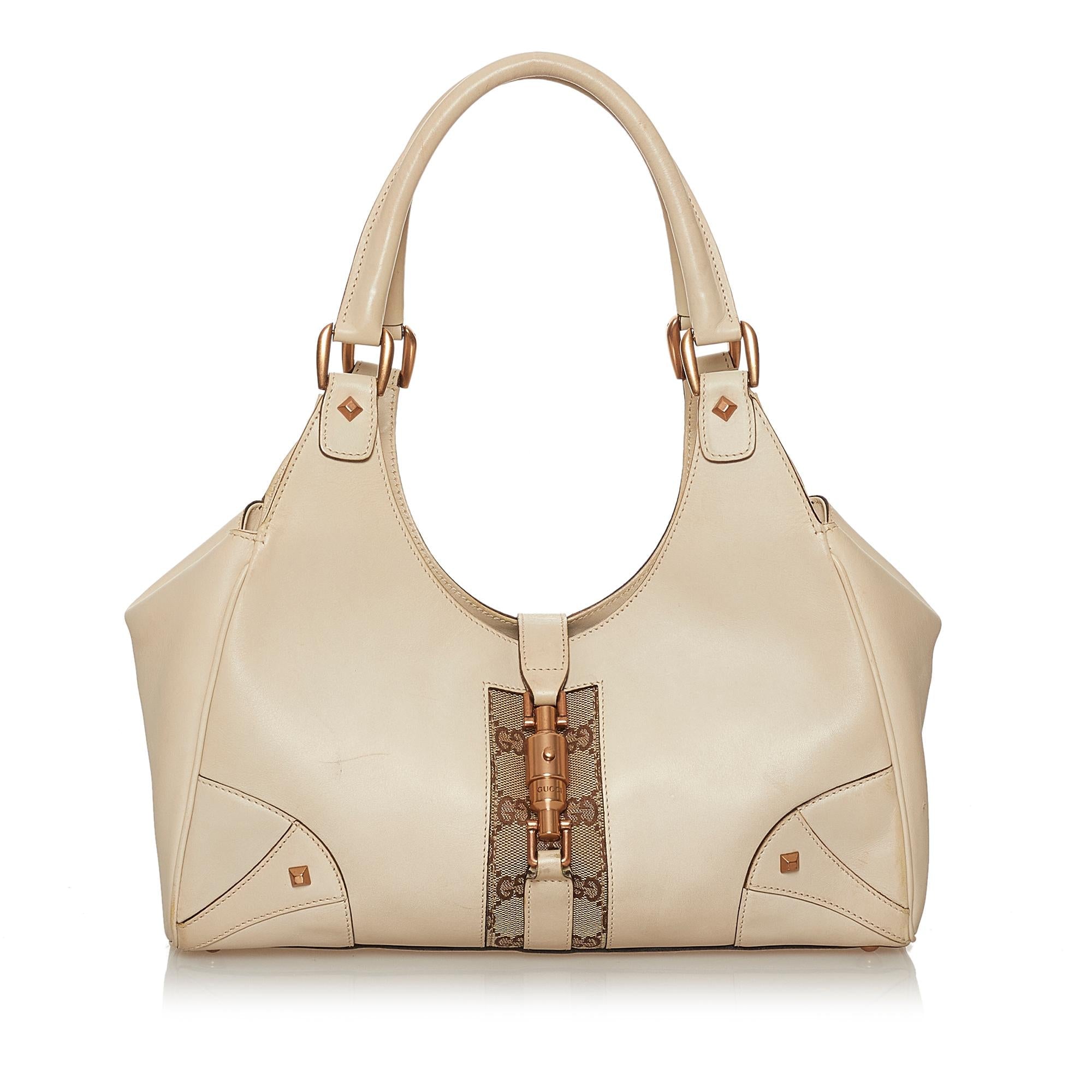 Gucci Gucci Canvas Nailhead Jackie Shoulder Bag (SHG-28382)