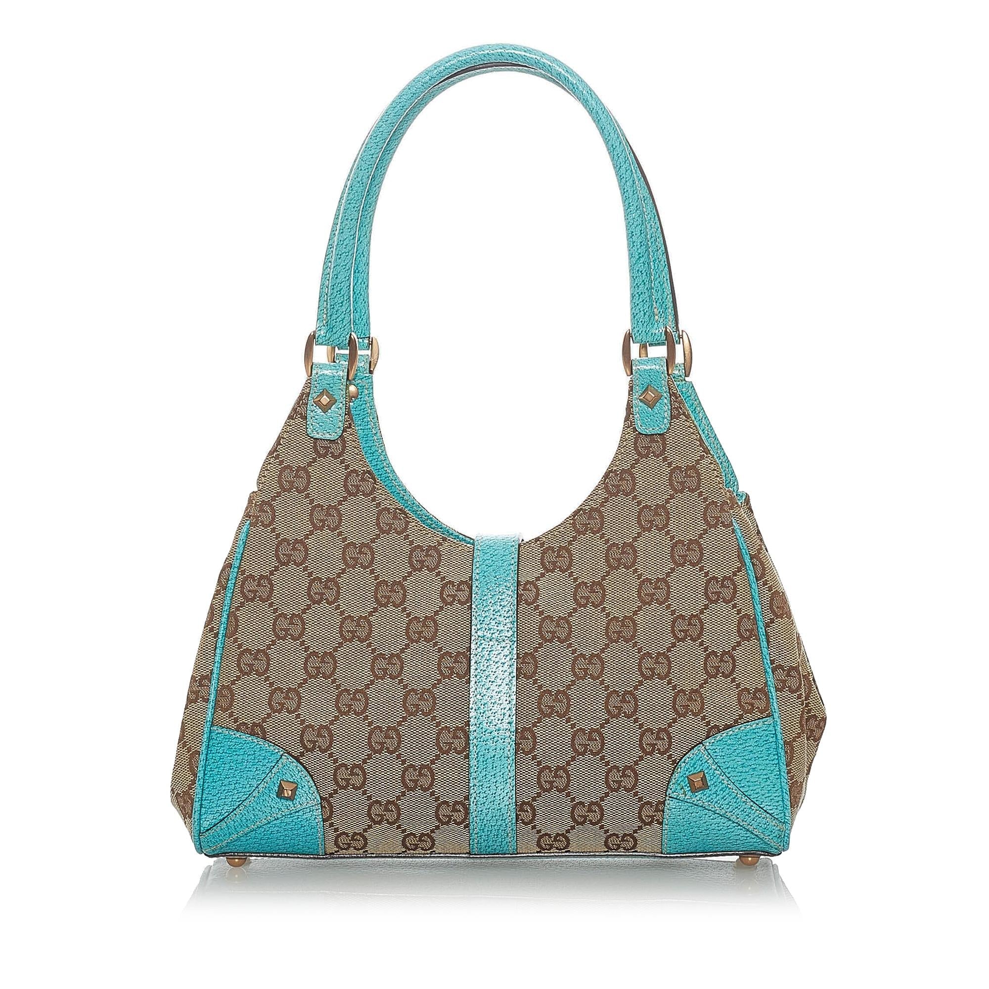 Gucci Gucci Canvas Nailhead Jackie Shoulder Bag (SHG-32595)