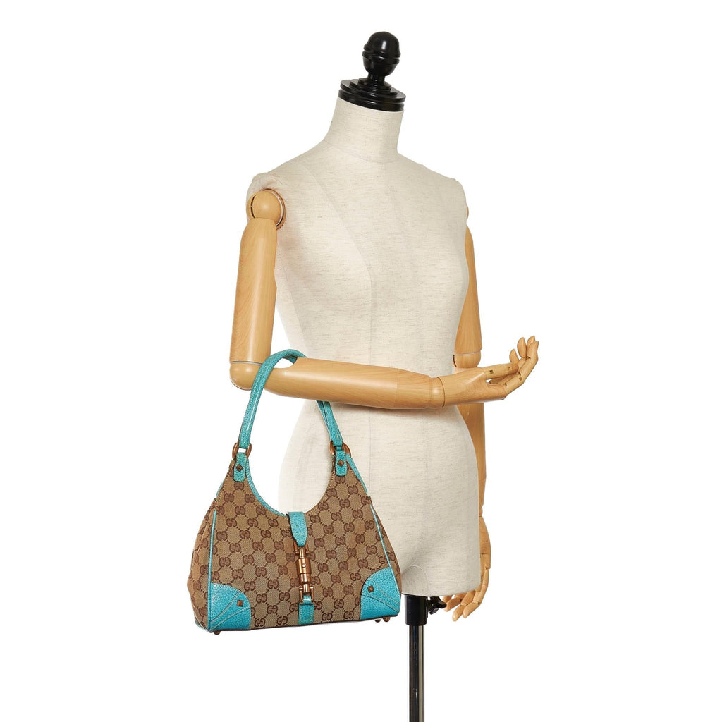 Gucci Gucci Canvas Nailhead Jackie Shoulder Bag (SHG-32595)