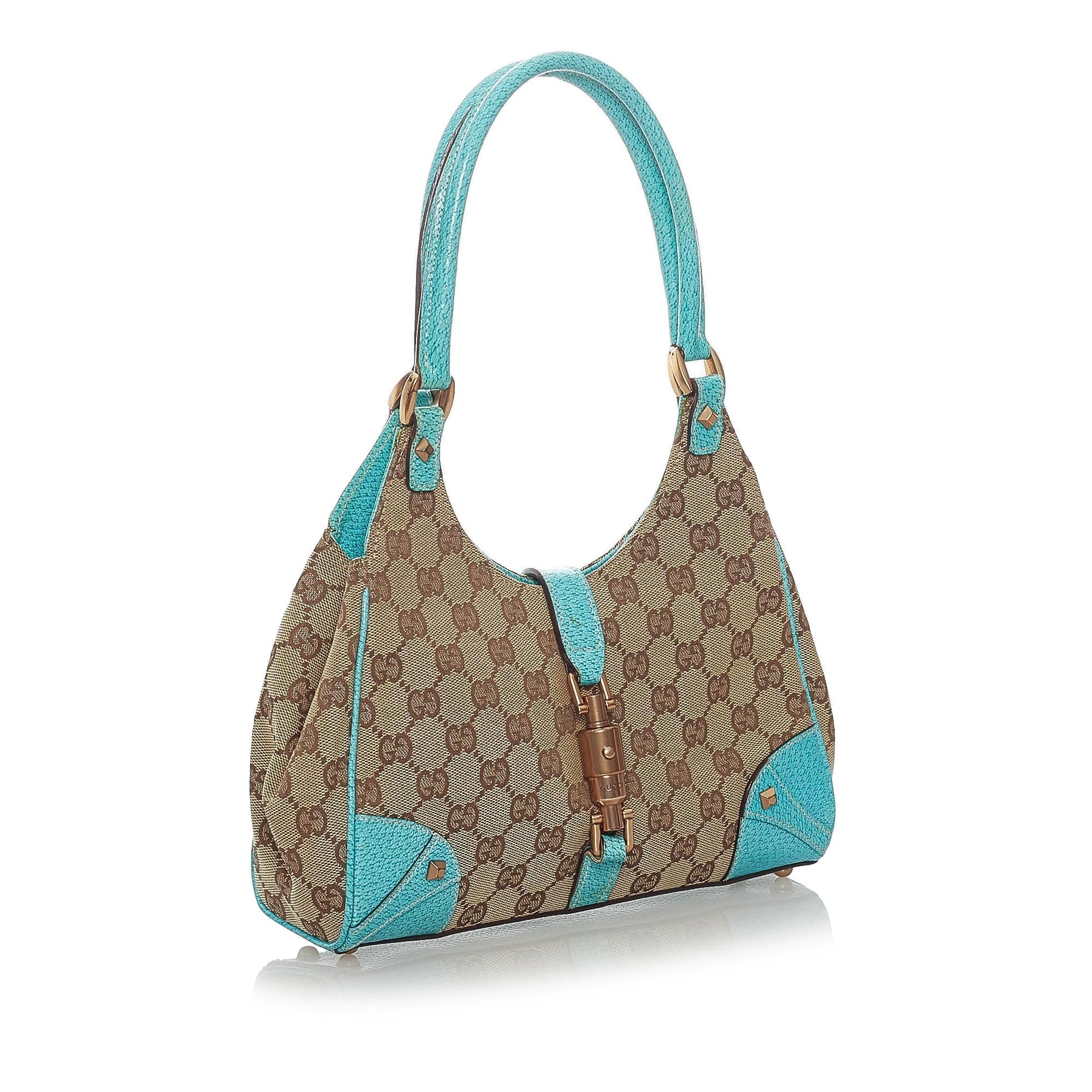 Gucci Gucci Canvas Nailhead Jackie Shoulder Bag (SHG-32595)