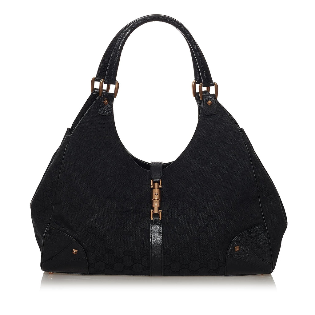 Gucci Gucci Canvas Nailhead Jackie Shoulder Bag (SHG-32968)