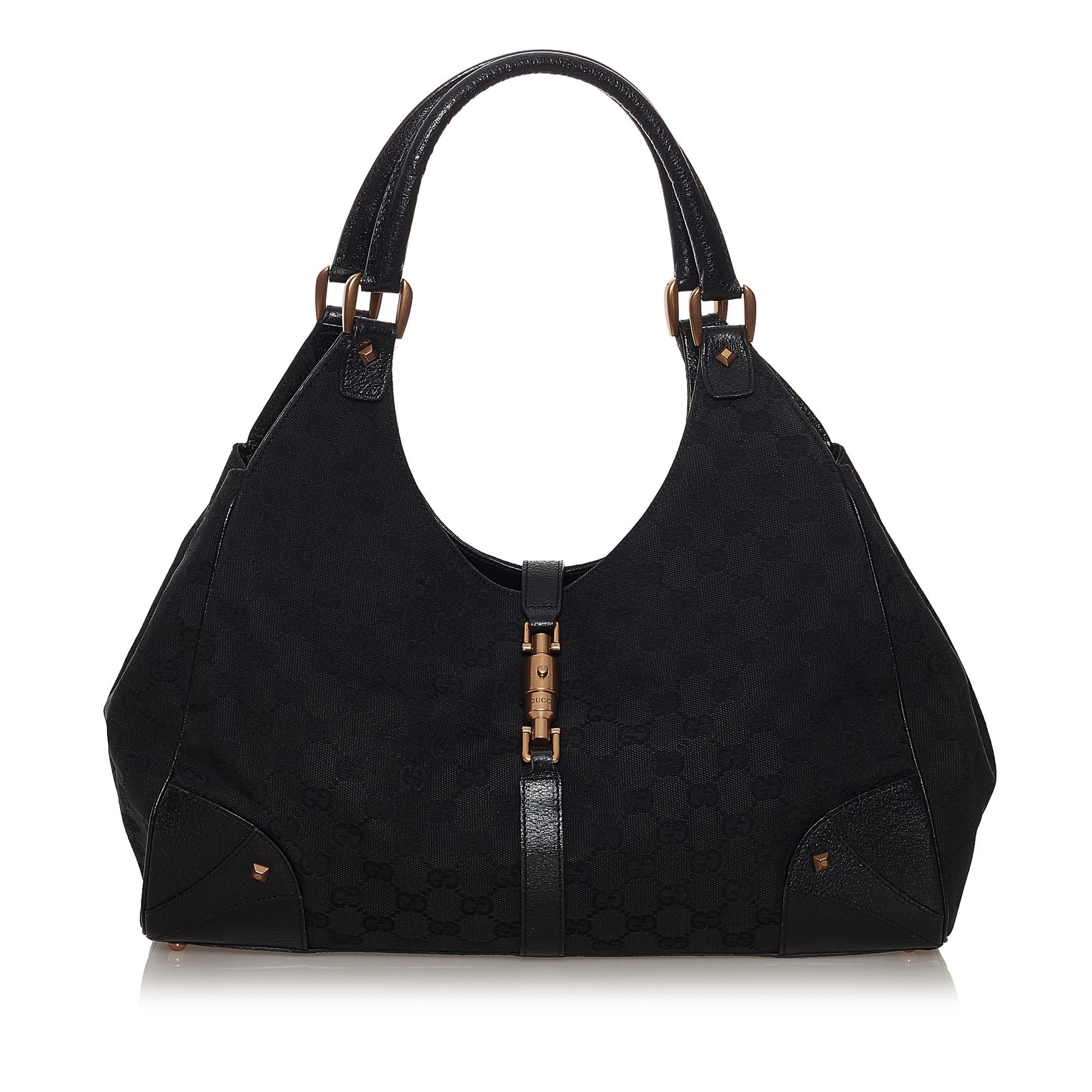 Gucci Gucci Canvas Nailhead Jackie Shoulder Bag (SHG-32968)